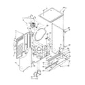 Whirlpool YLTE5243DQ2 dryer cabinet and motor parts diagram