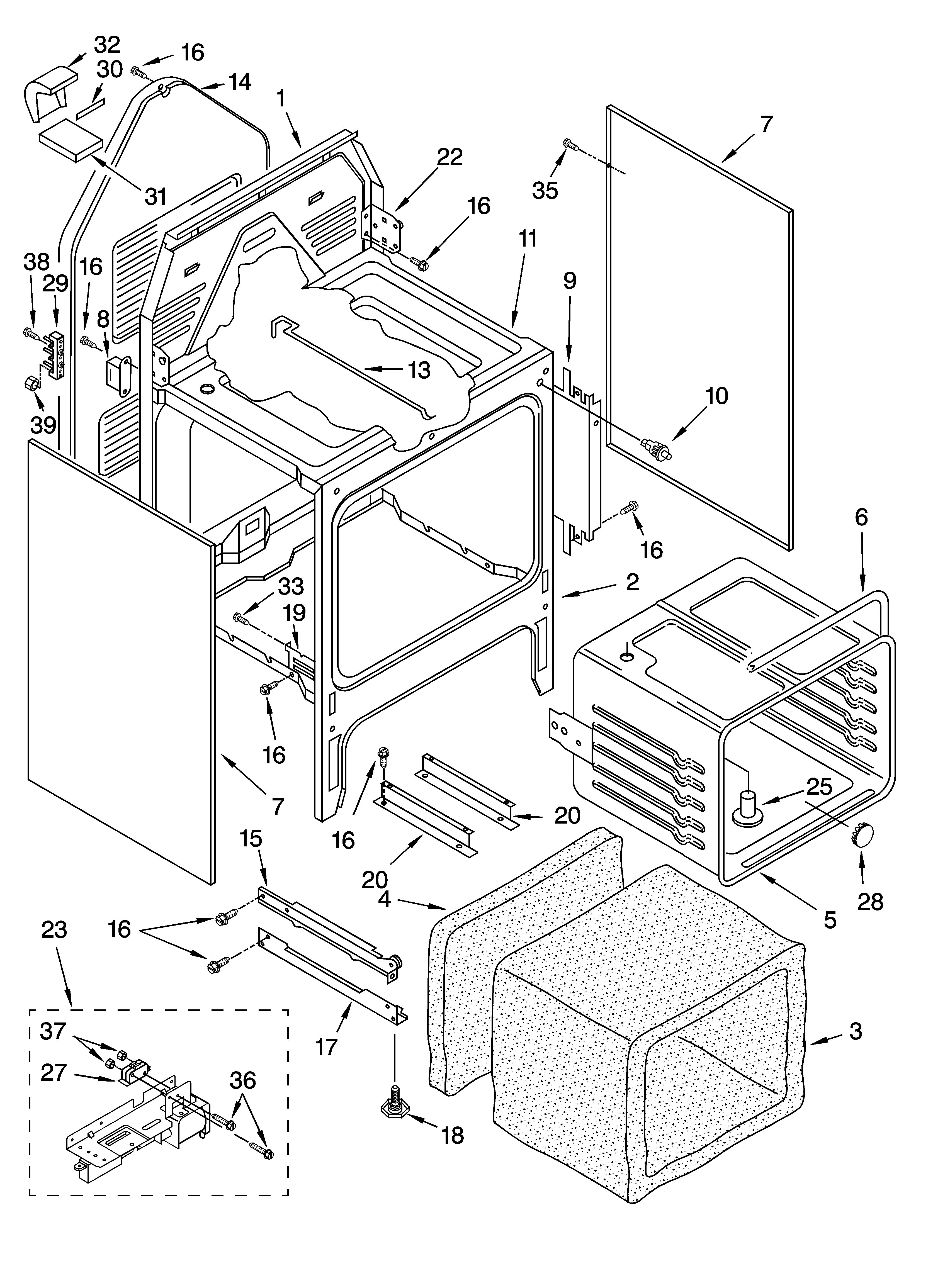 Whirlpool GJP84901 oven chassis parts diagram