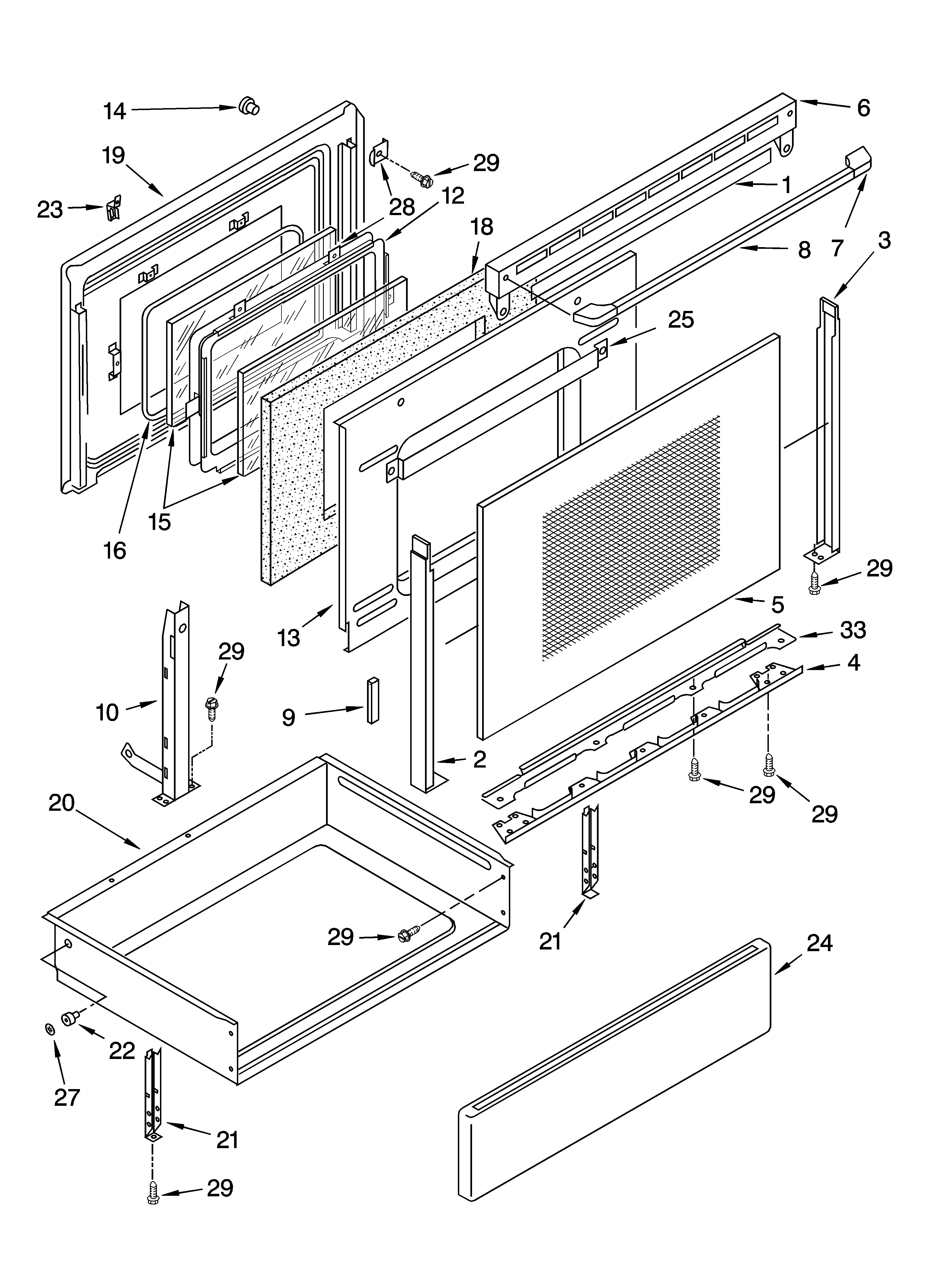 Inglis IJP89801 door and drawer parts diagram