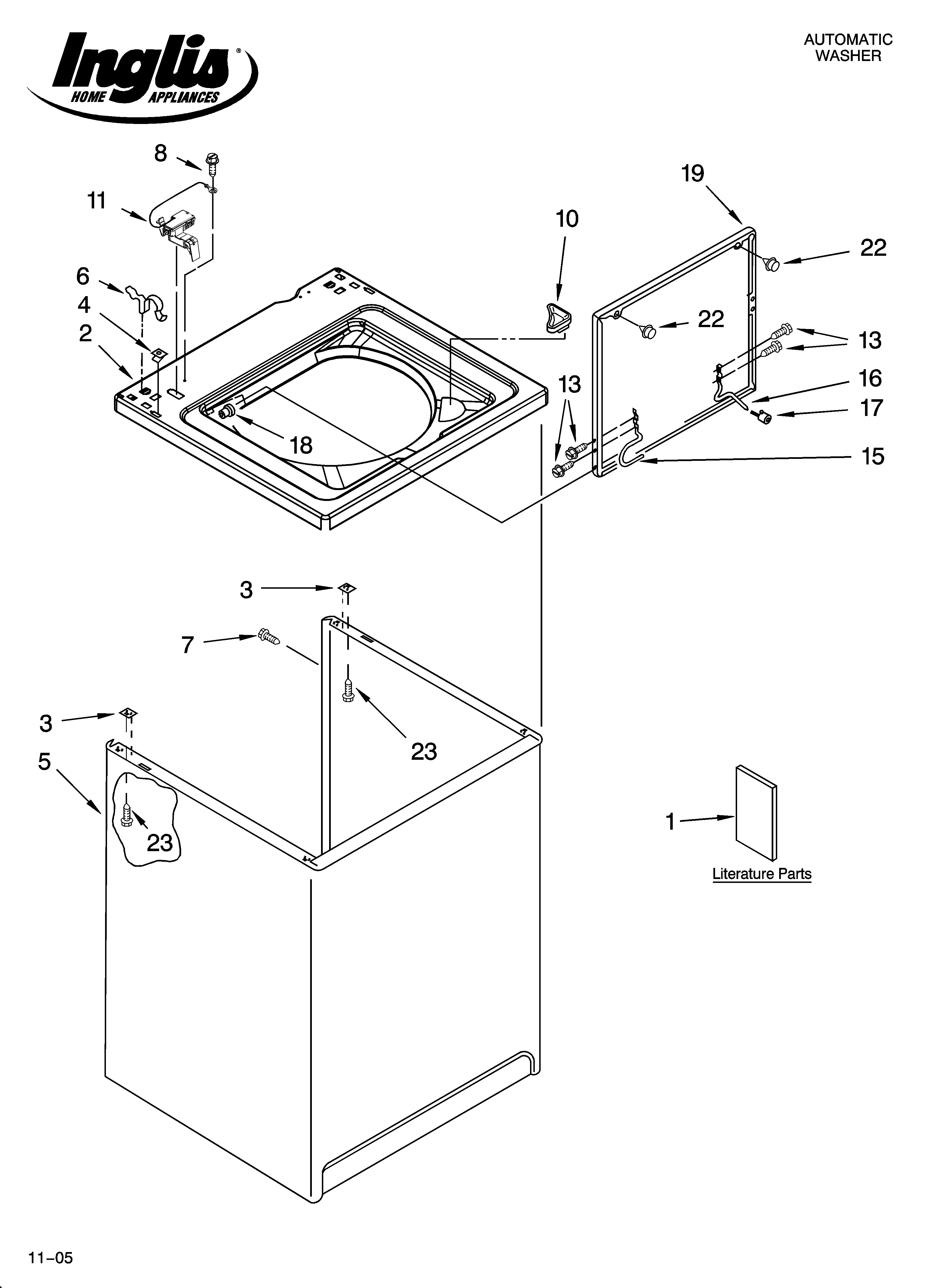 Inglis IP42003 top and cabinet parts diagram