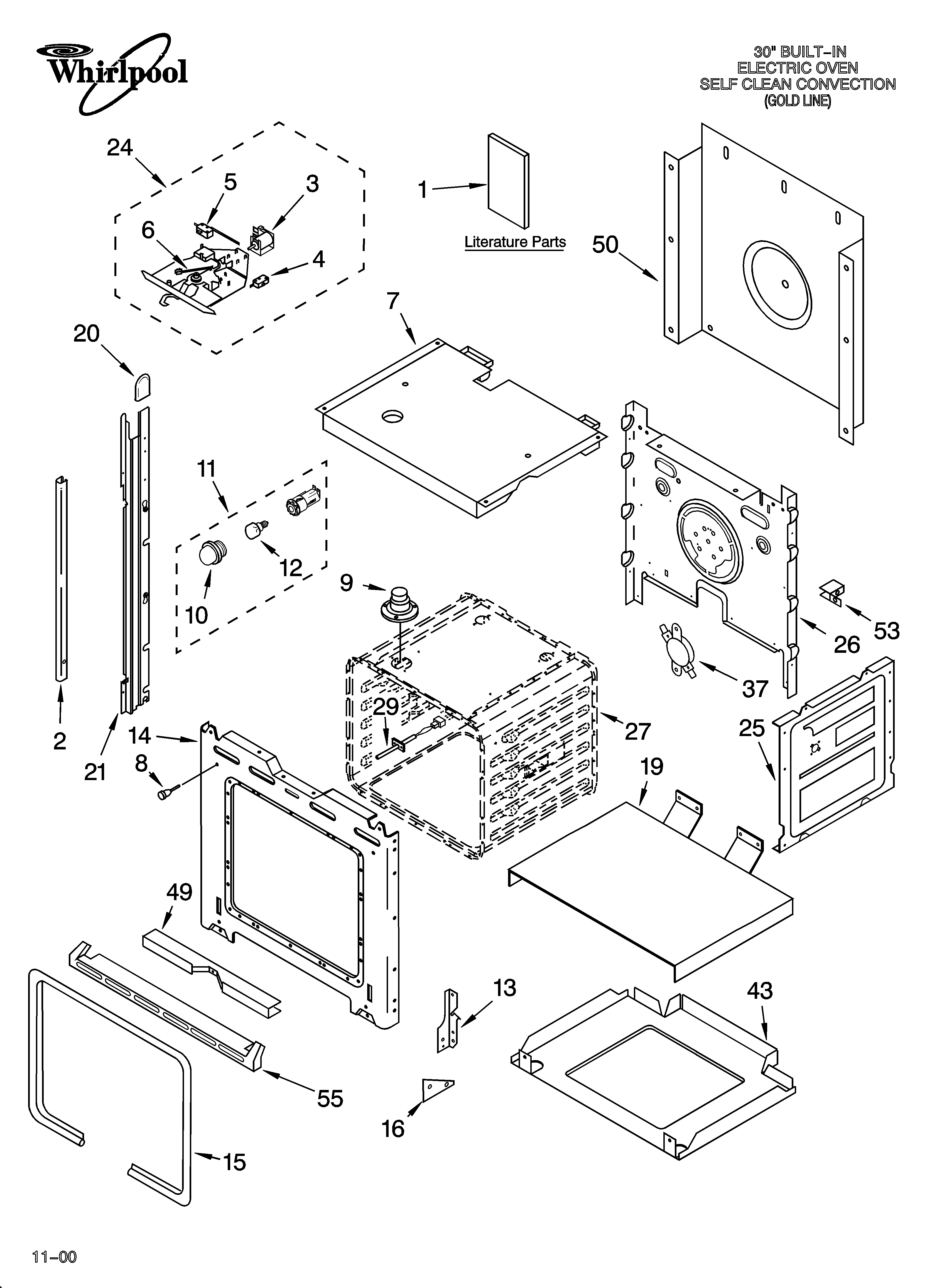 Whirlpool YGBS307PDB5 oven parts diagram