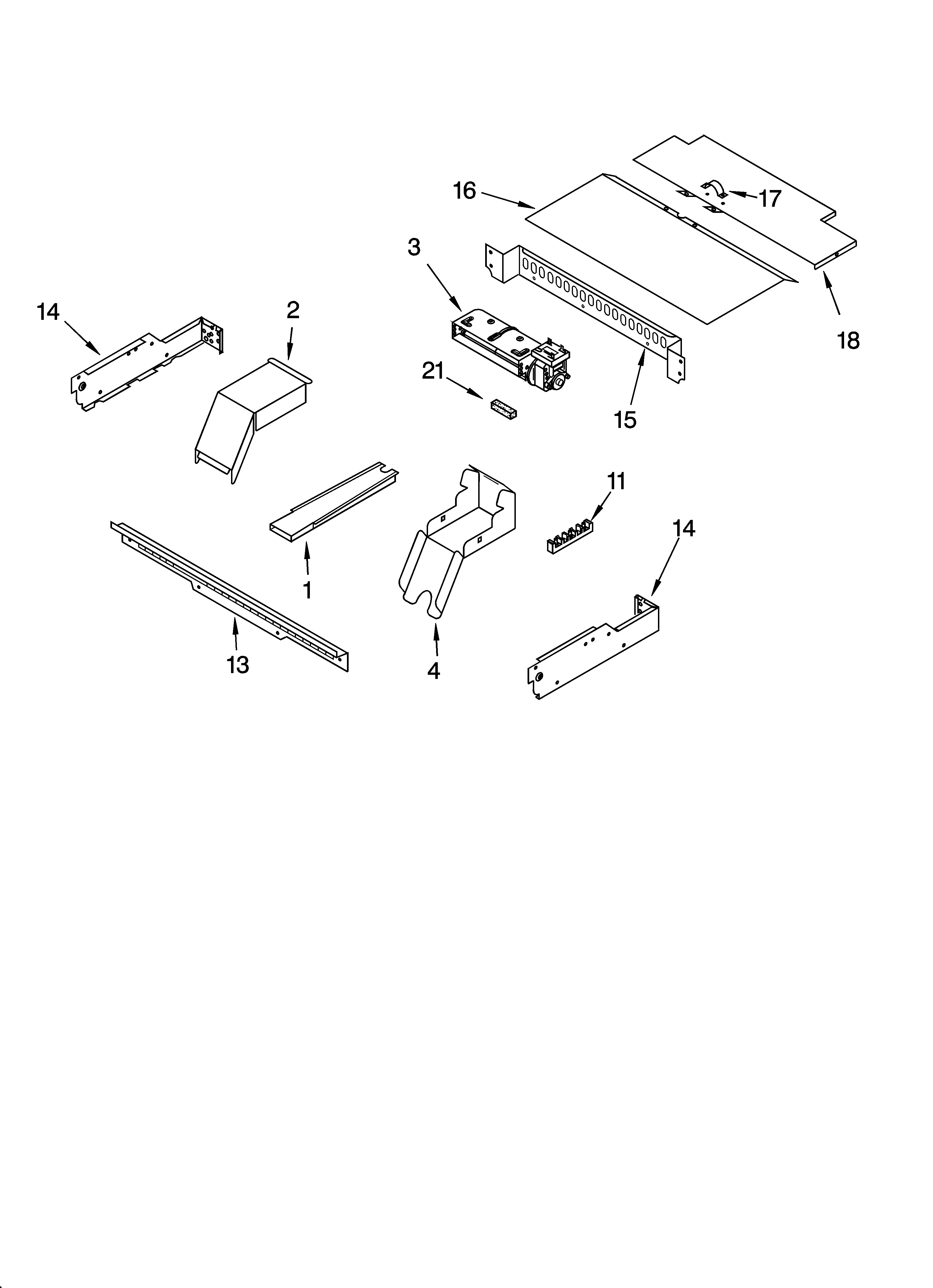 Whirlpool YGBS307PDB5 top venting parts, miscellaneous parts diagram