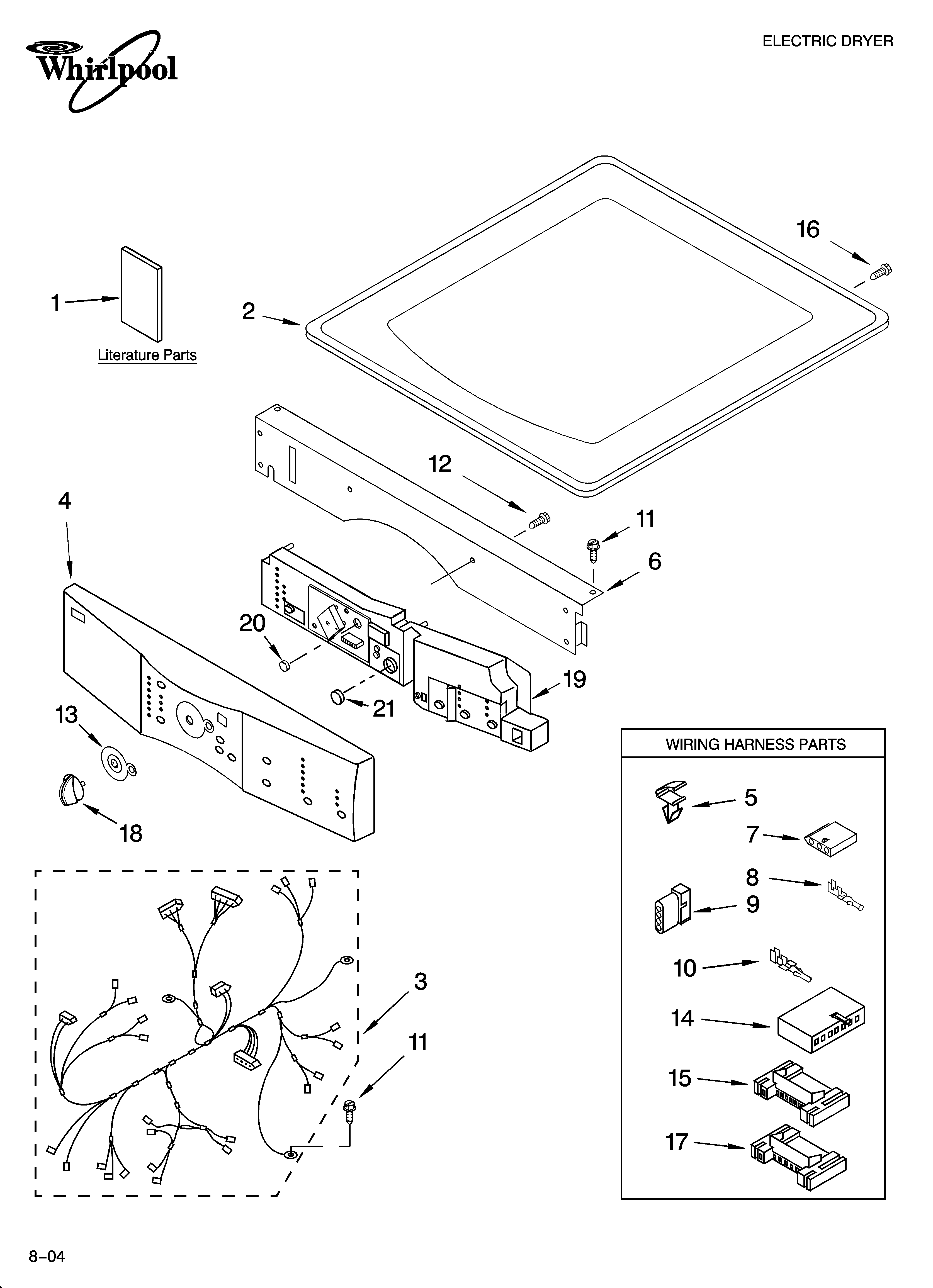 Whirlpool YGEW9250PL0 top and console parts diagram