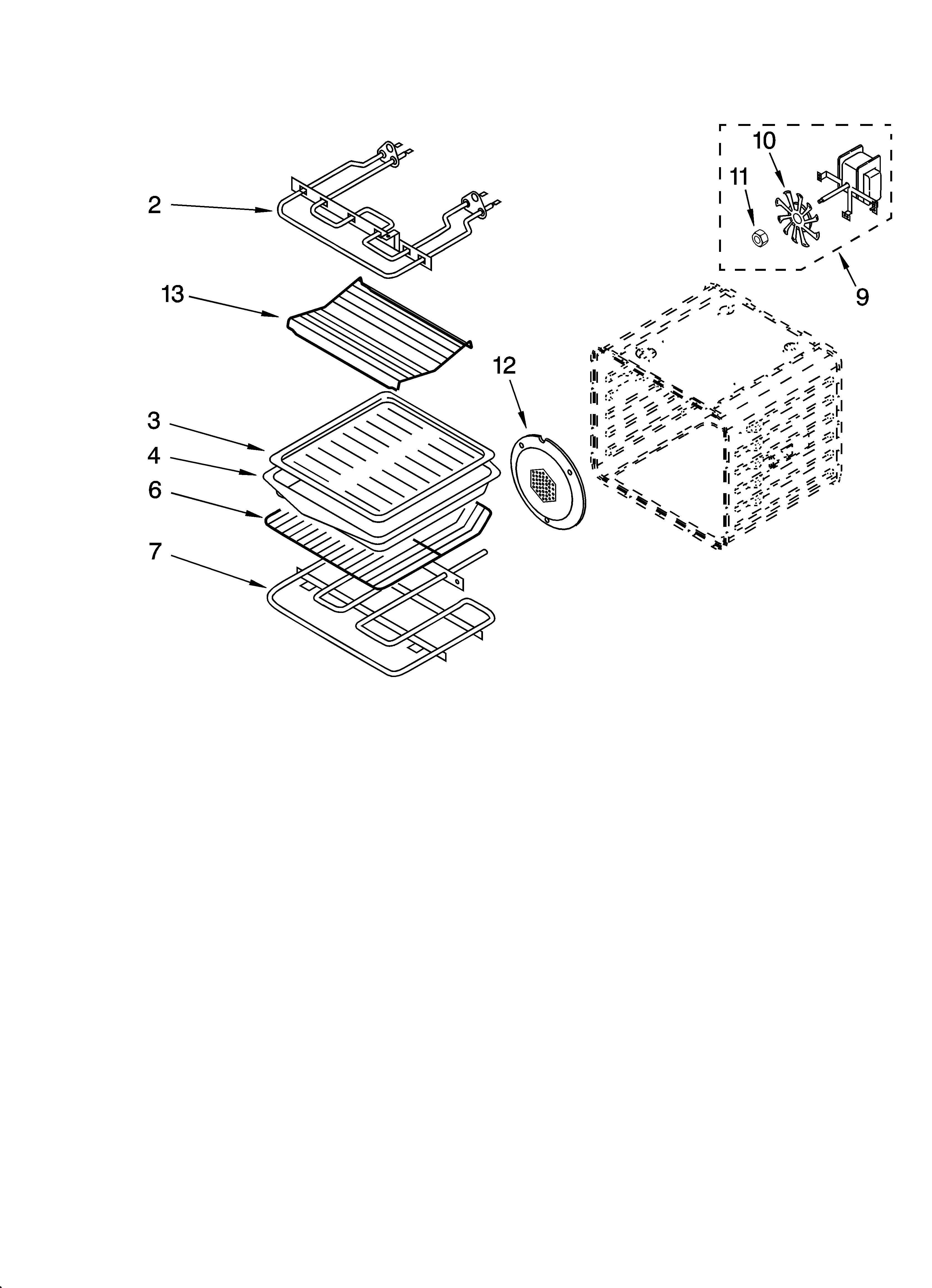 Whirlpool YGSC278PJQ0 internal oven parts diagram
