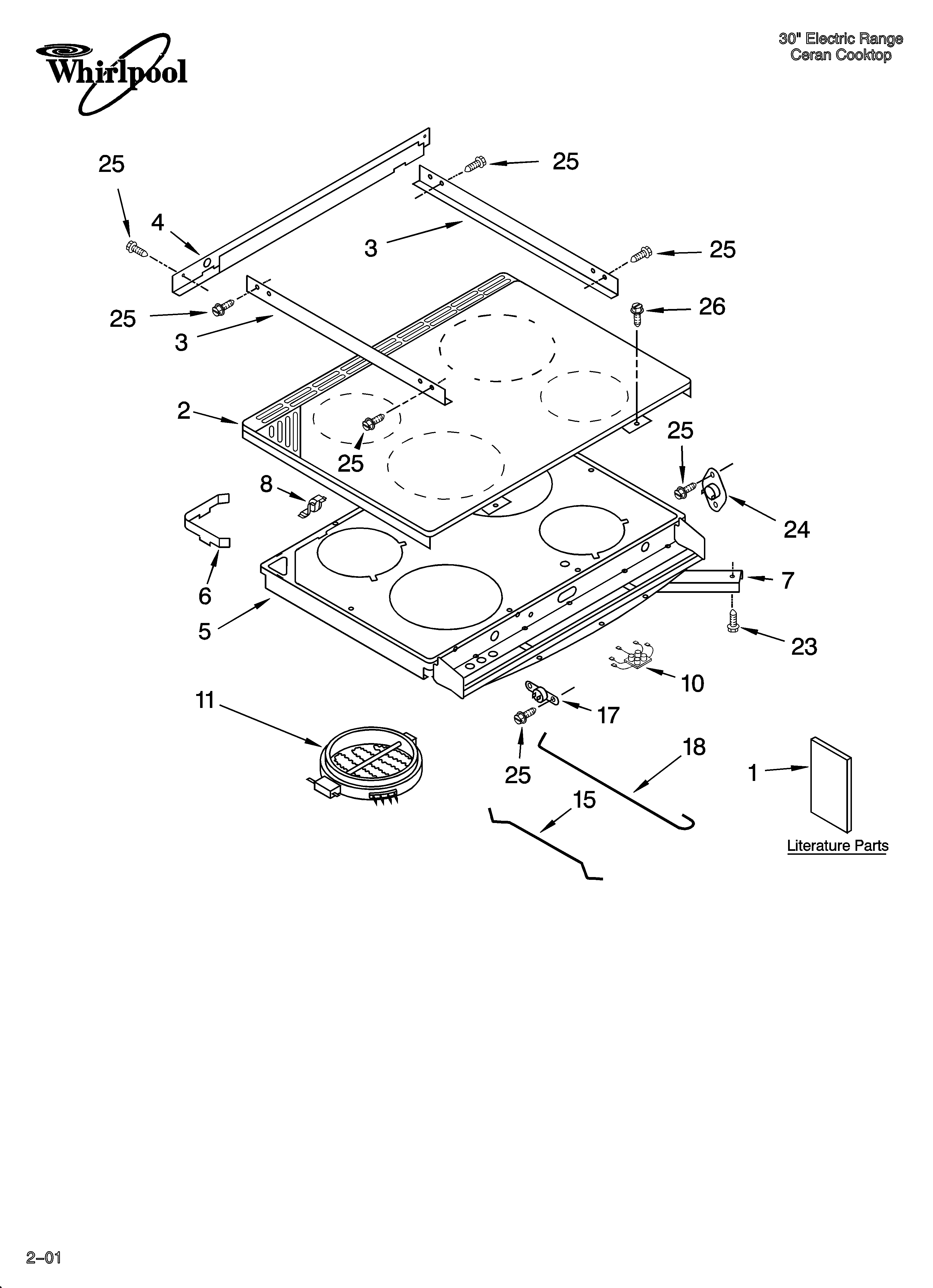 Whirlpool YGY396LXGQ5 cooktop parts diagram