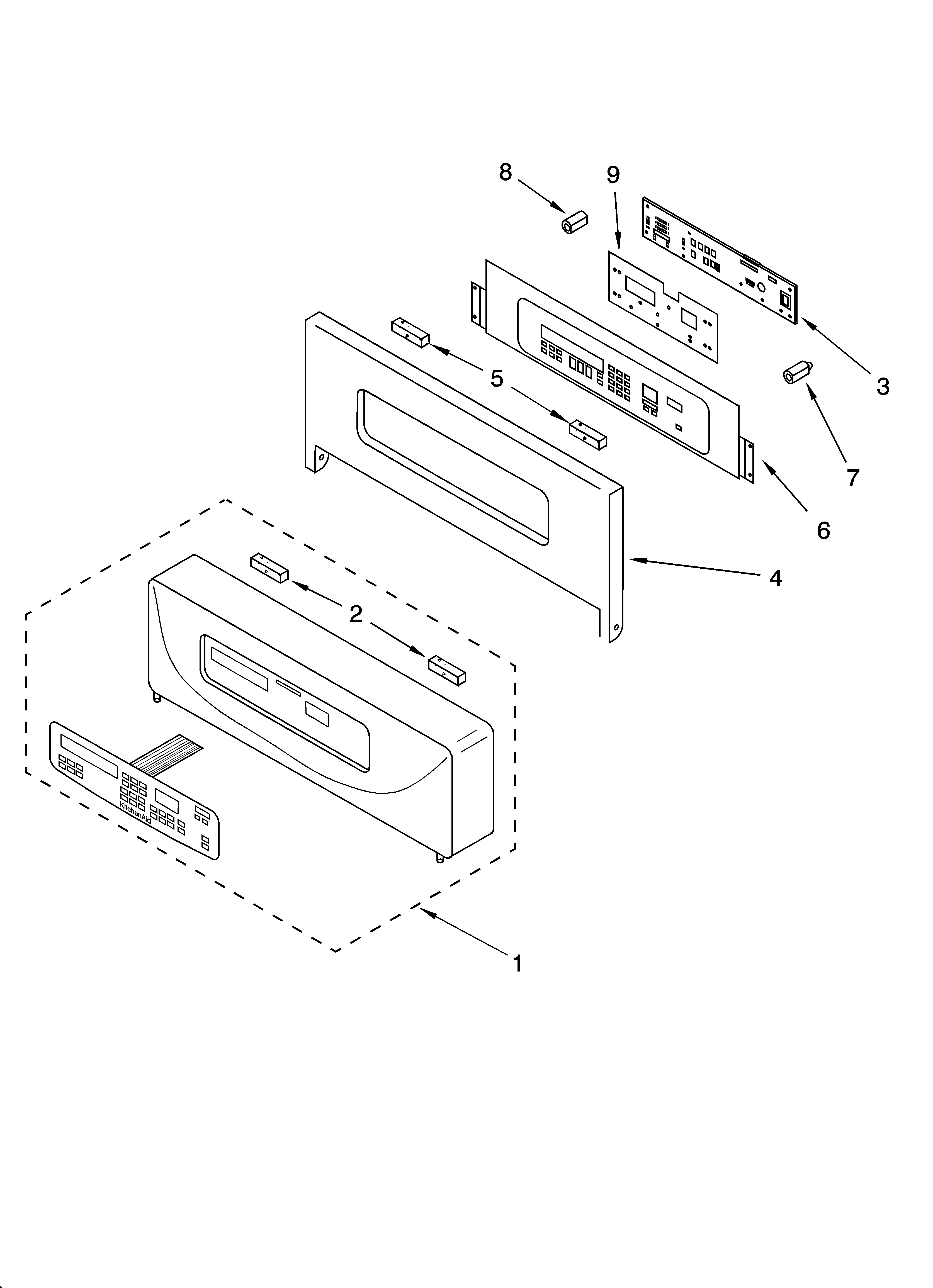 KitchenAid YKEBS177DW5 control panel parts diagram