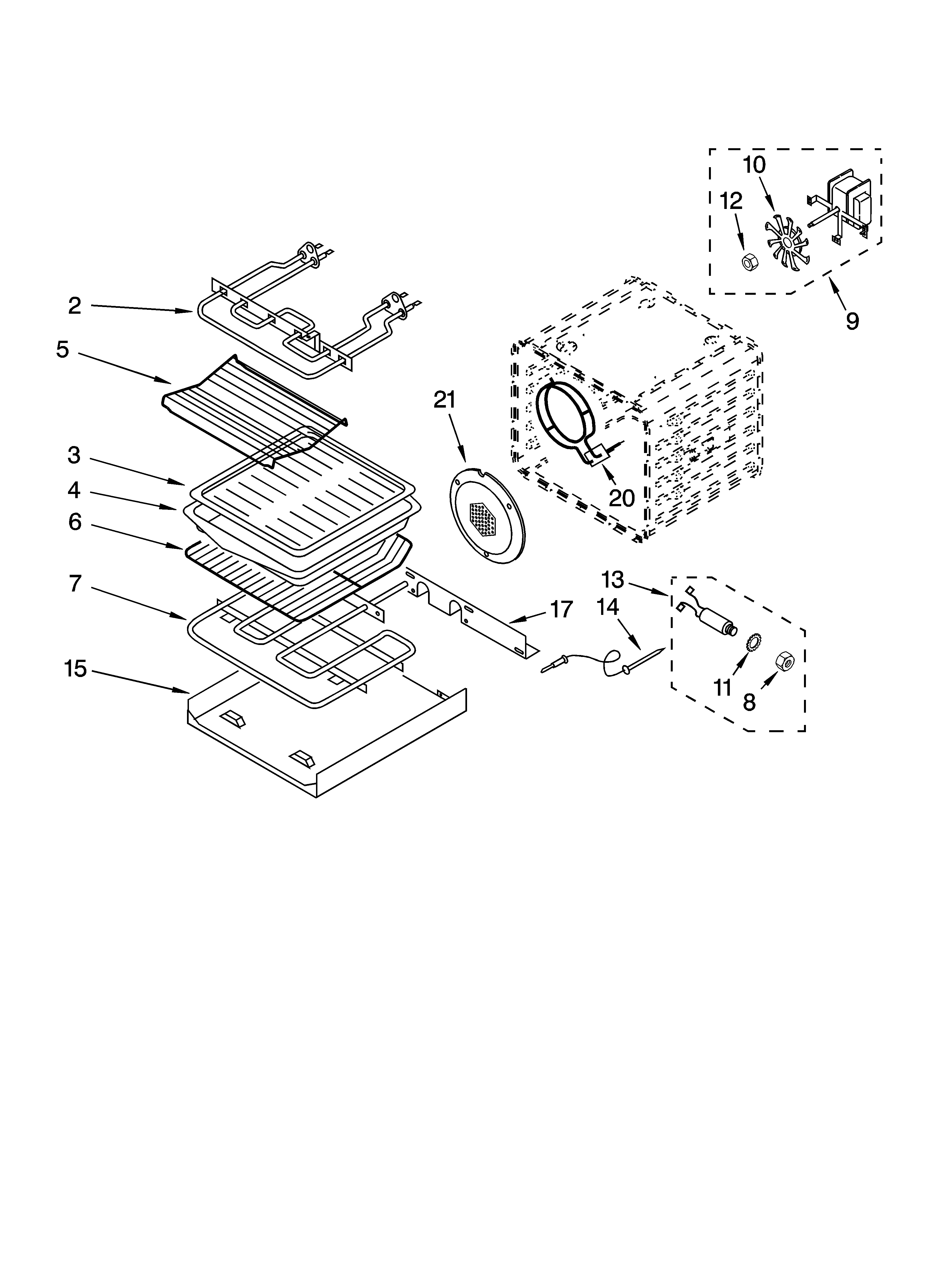 KitchenAid YKEBS177DW5 internal oven parts diagram