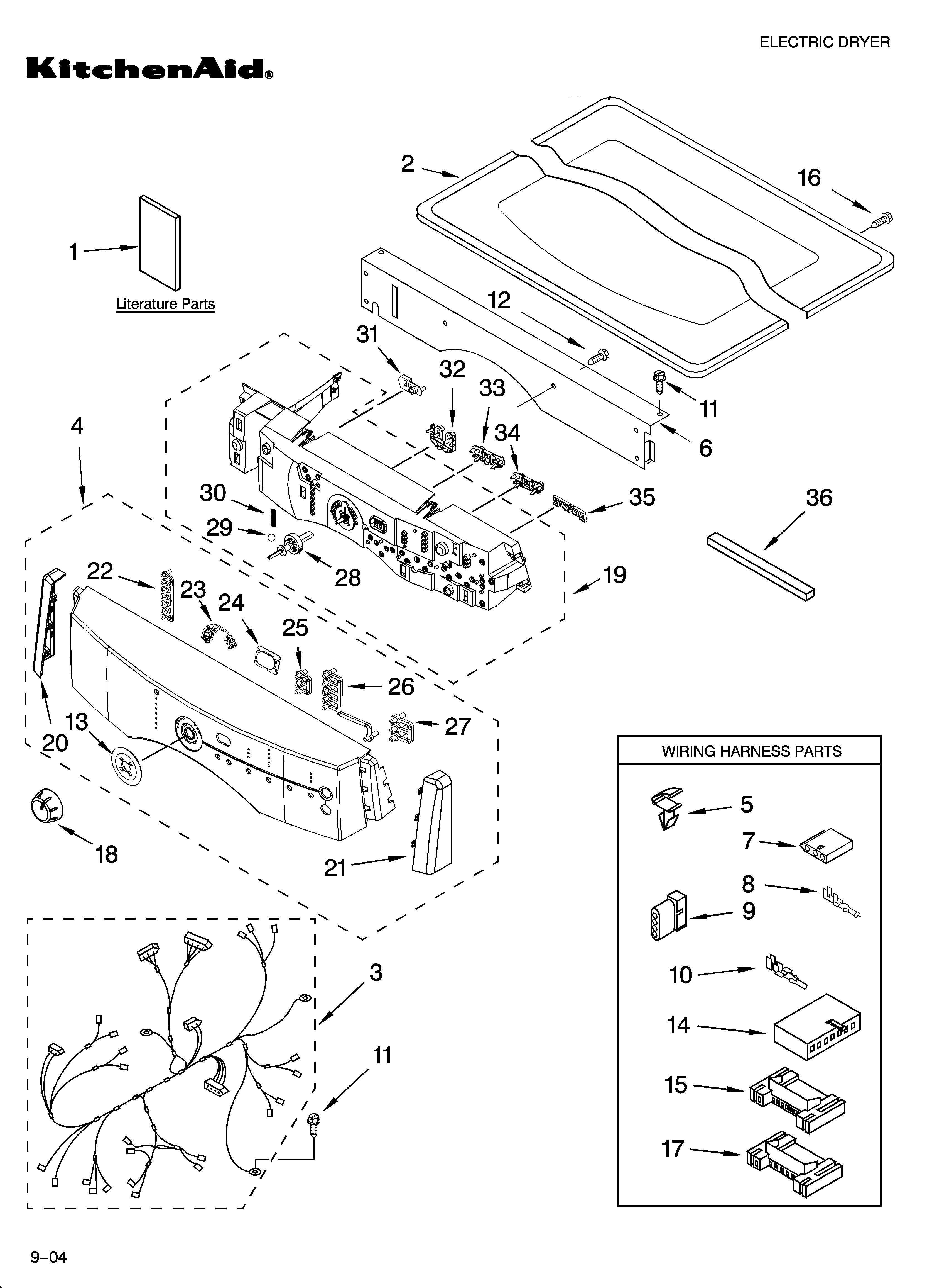 KitchenAid YKEHS01PWH1 top and console parts diagram