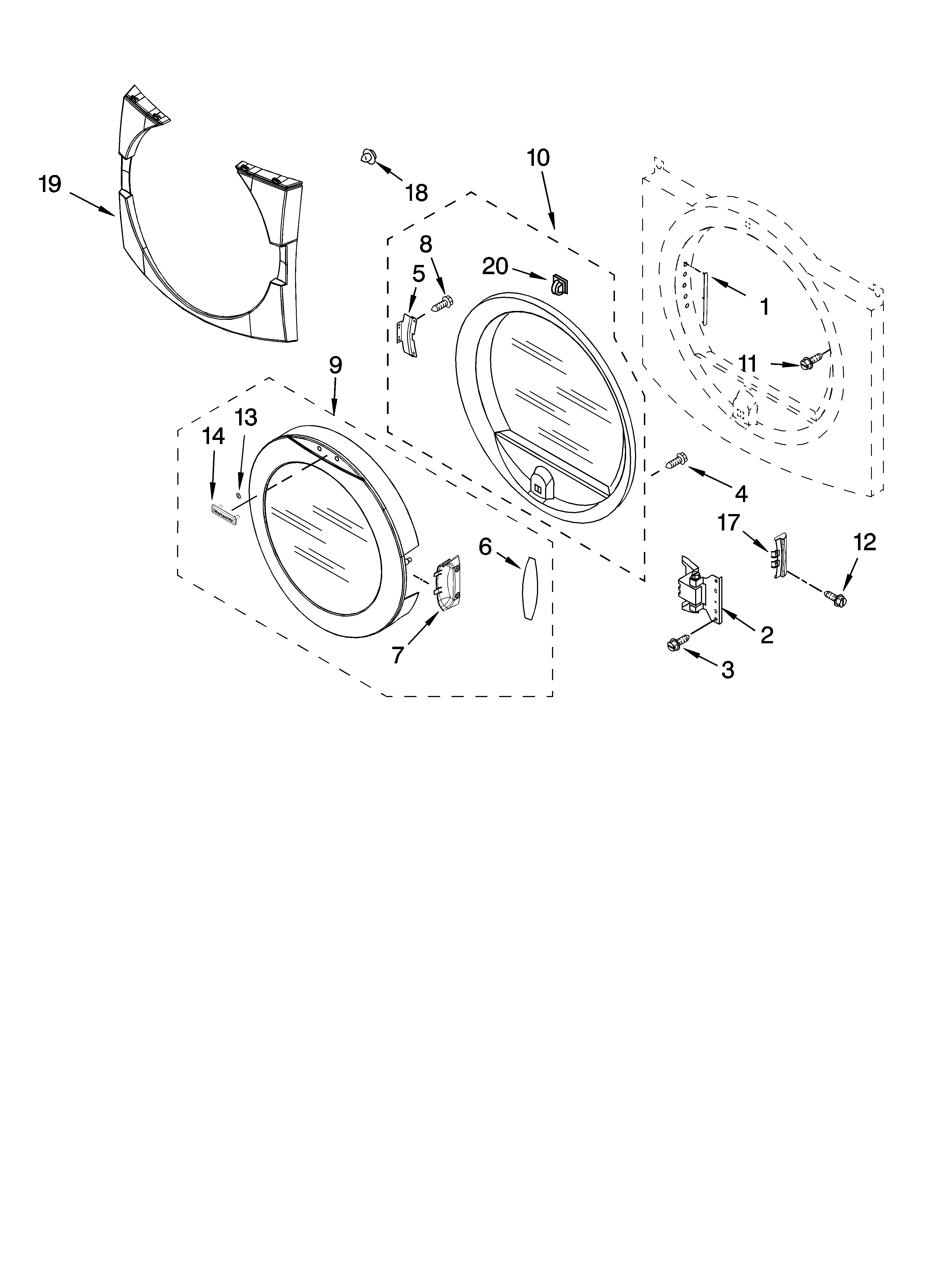 KitchenAid YKEHS01PWH1 door parts diagram