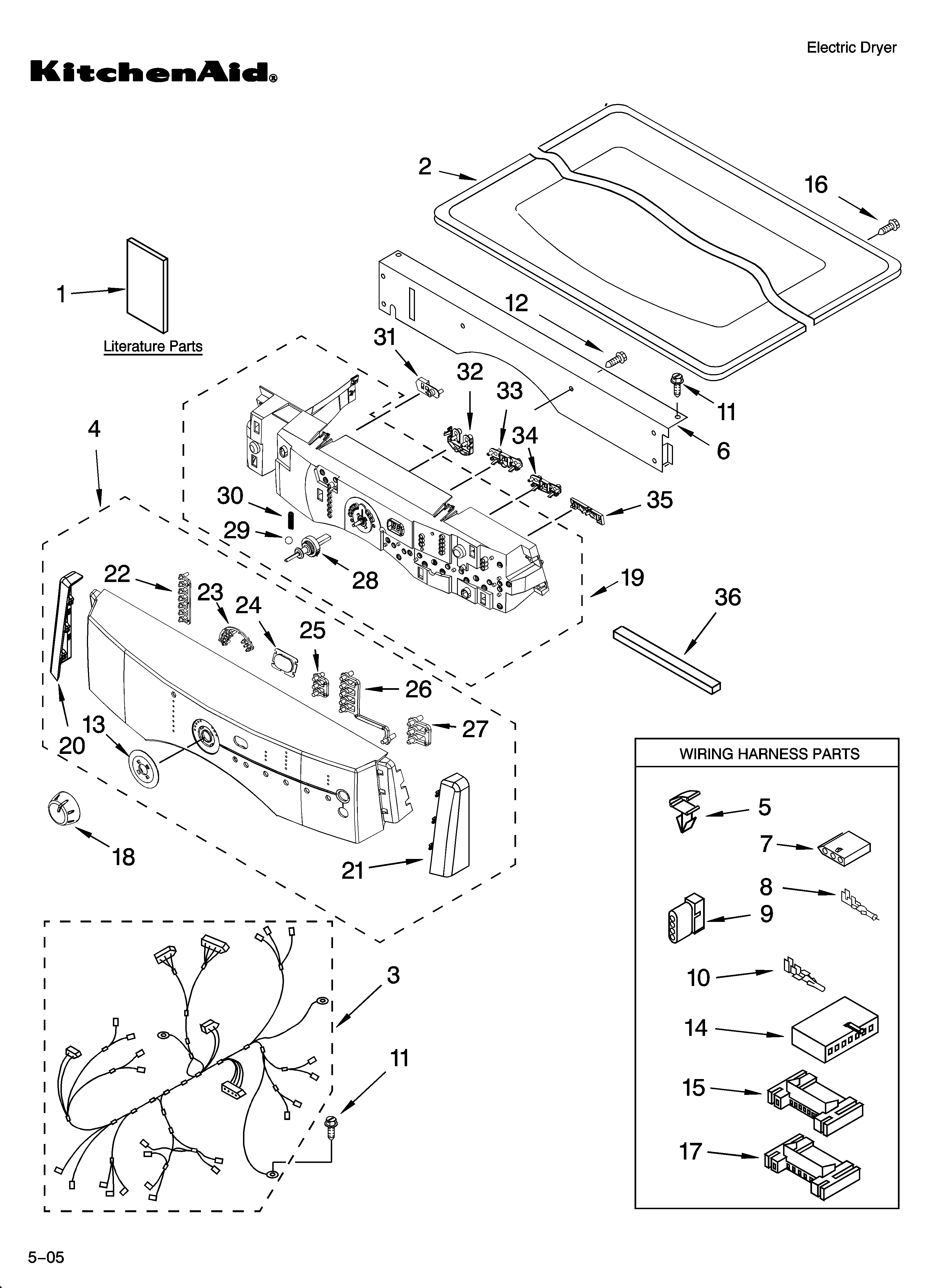 KitchenAid YKEHS01PMT2 top and console parts diagram