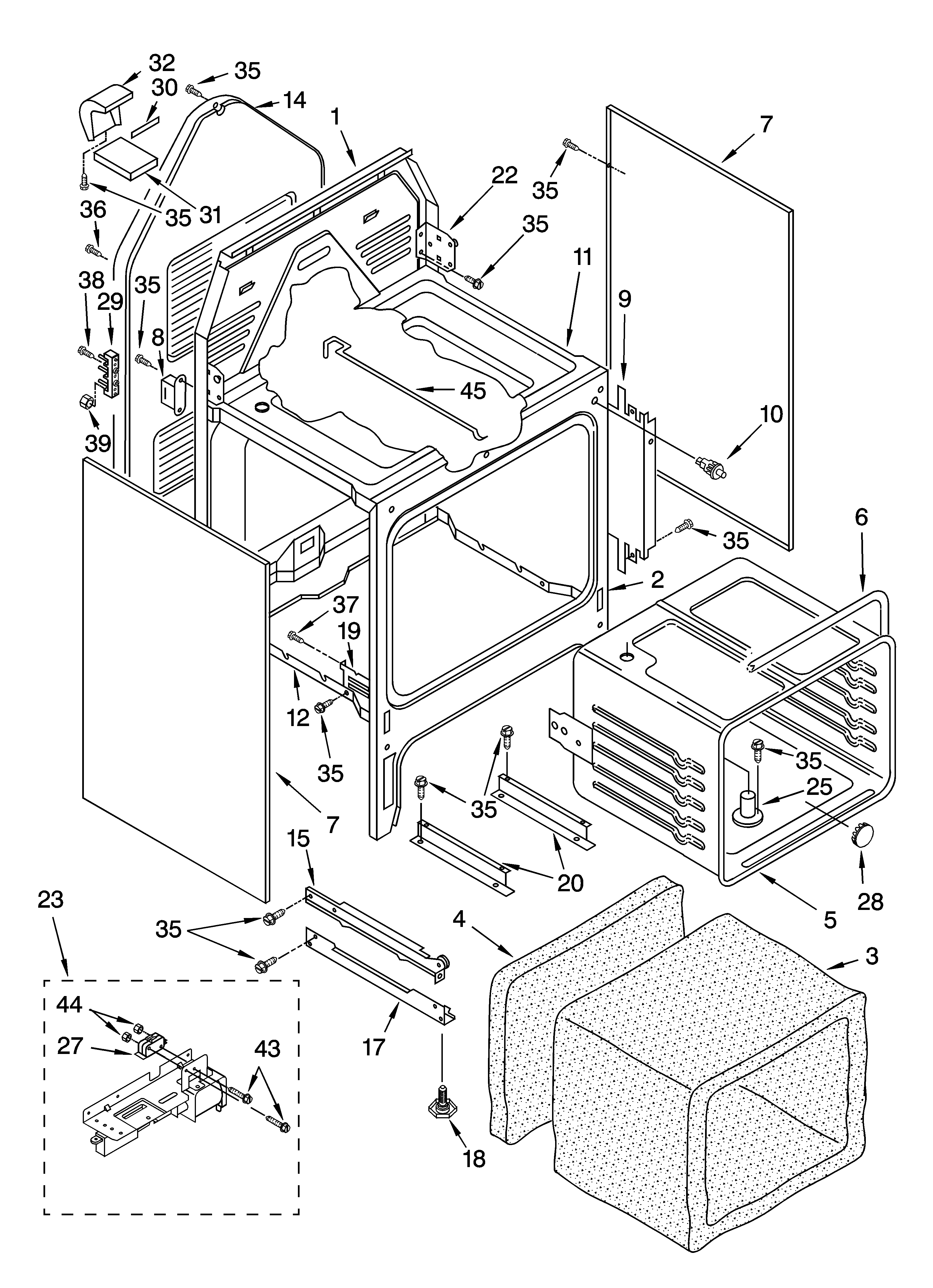 KitchenAid YKERC506HT3 oven chassis parts diagram
