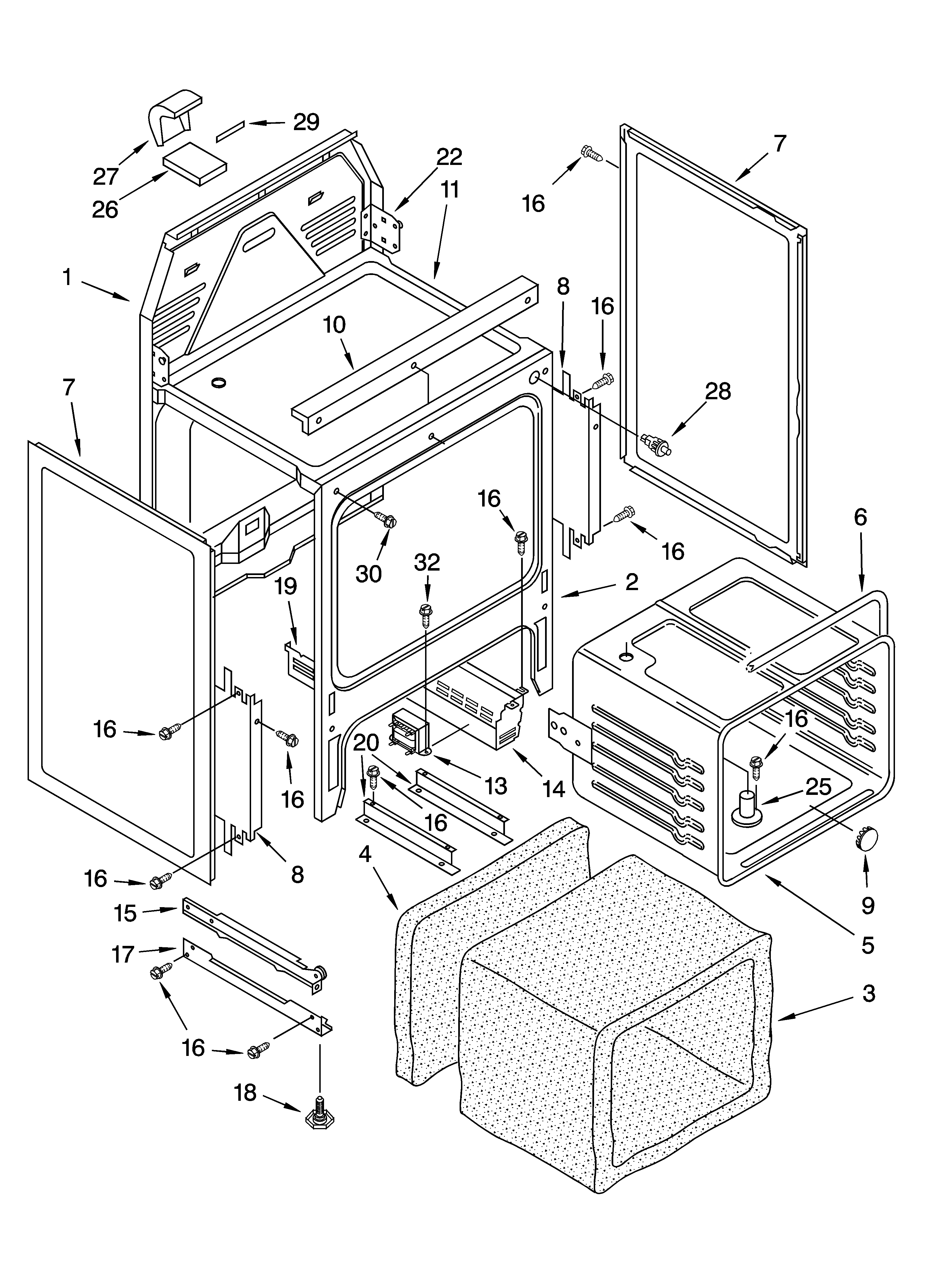KitchenAid YKERC507HB3 oven chassis parts diagram
