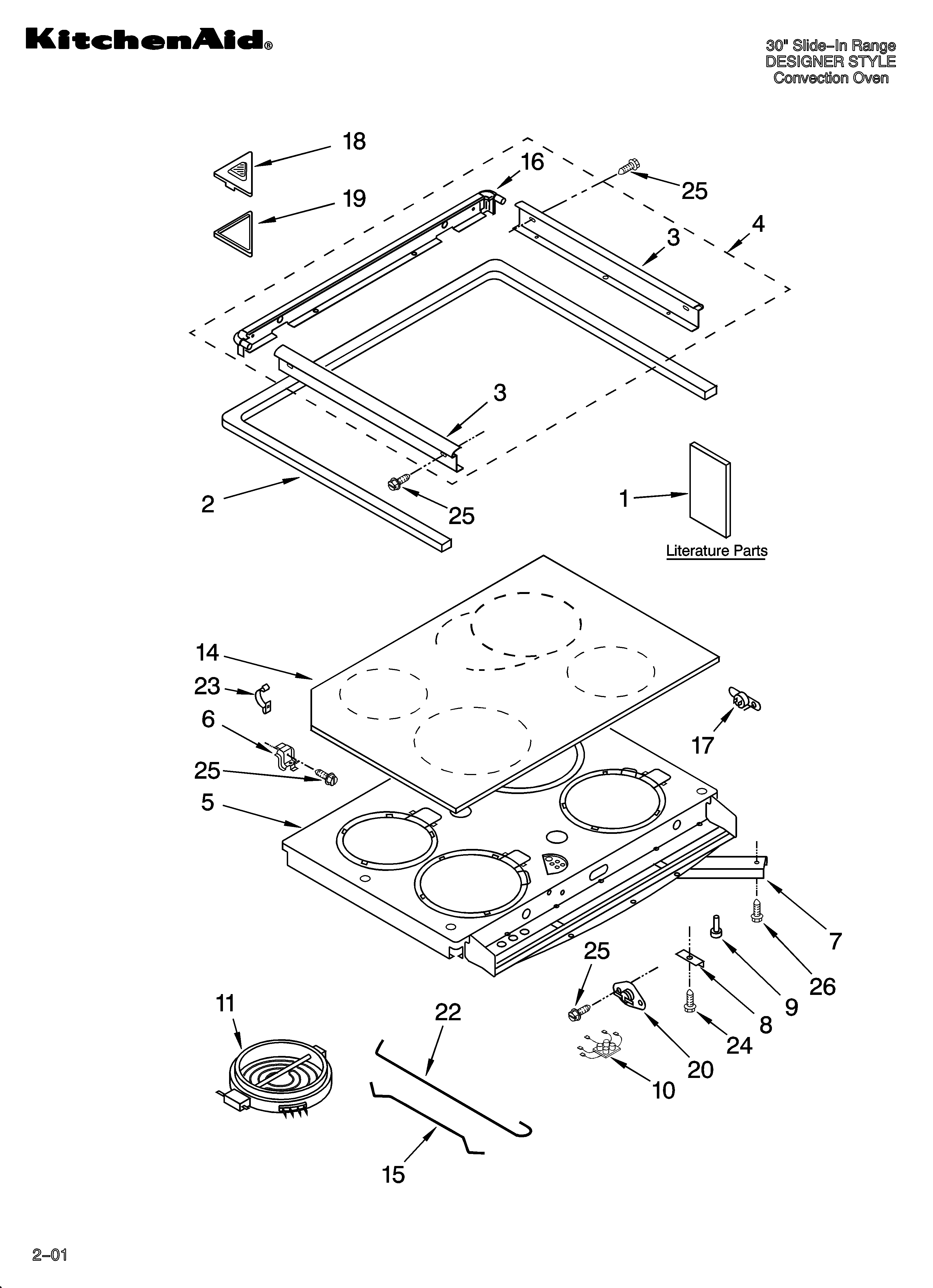 KitchenAid YKESC307HW5 cooktop parts diagram