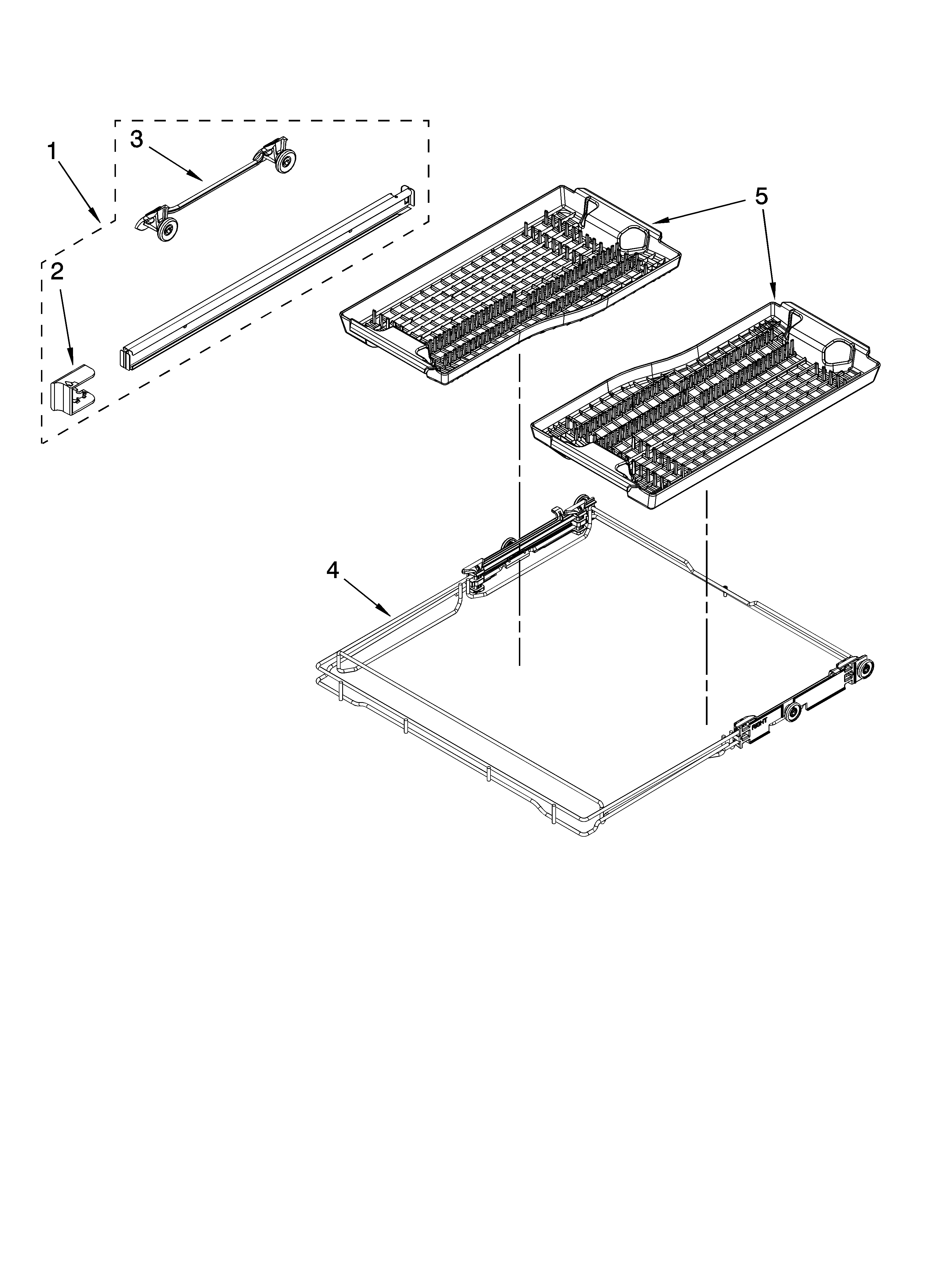 KitchenAid KUDU02VSPA4 third level rack and track parts diagram