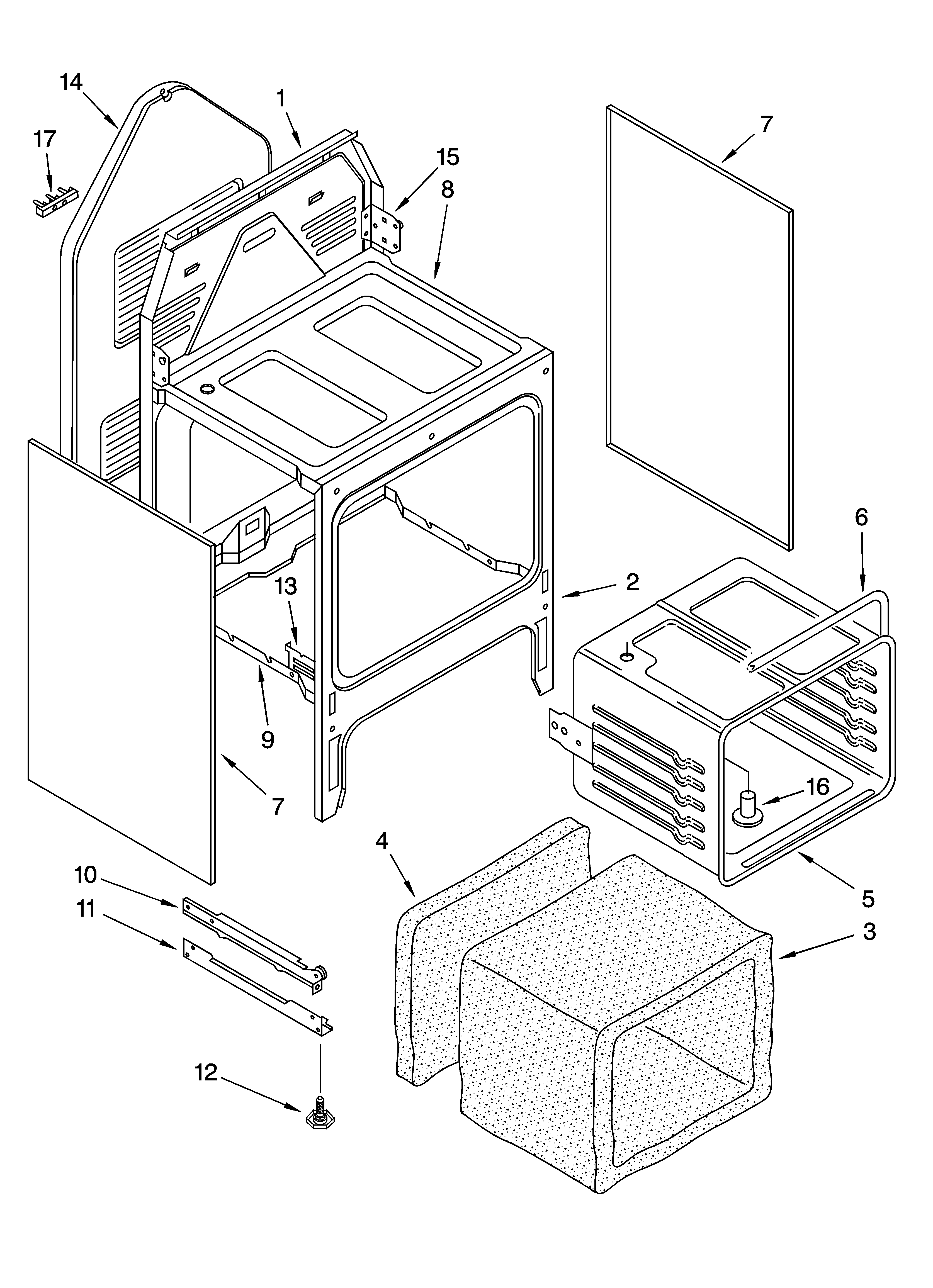 Roper REE22303 oven chassis parts diagram