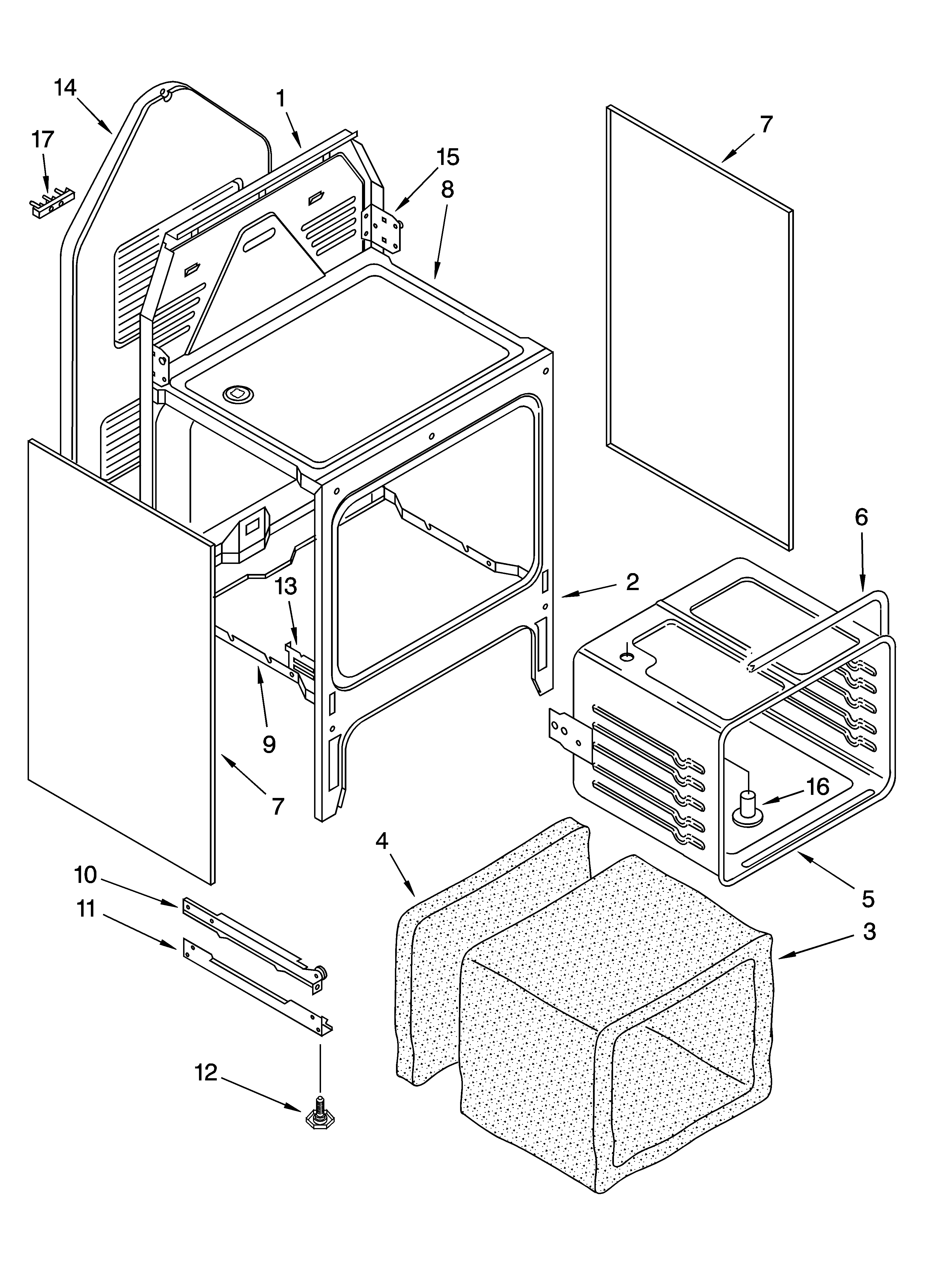 Roper RGE23001 oven chassis parts diagram