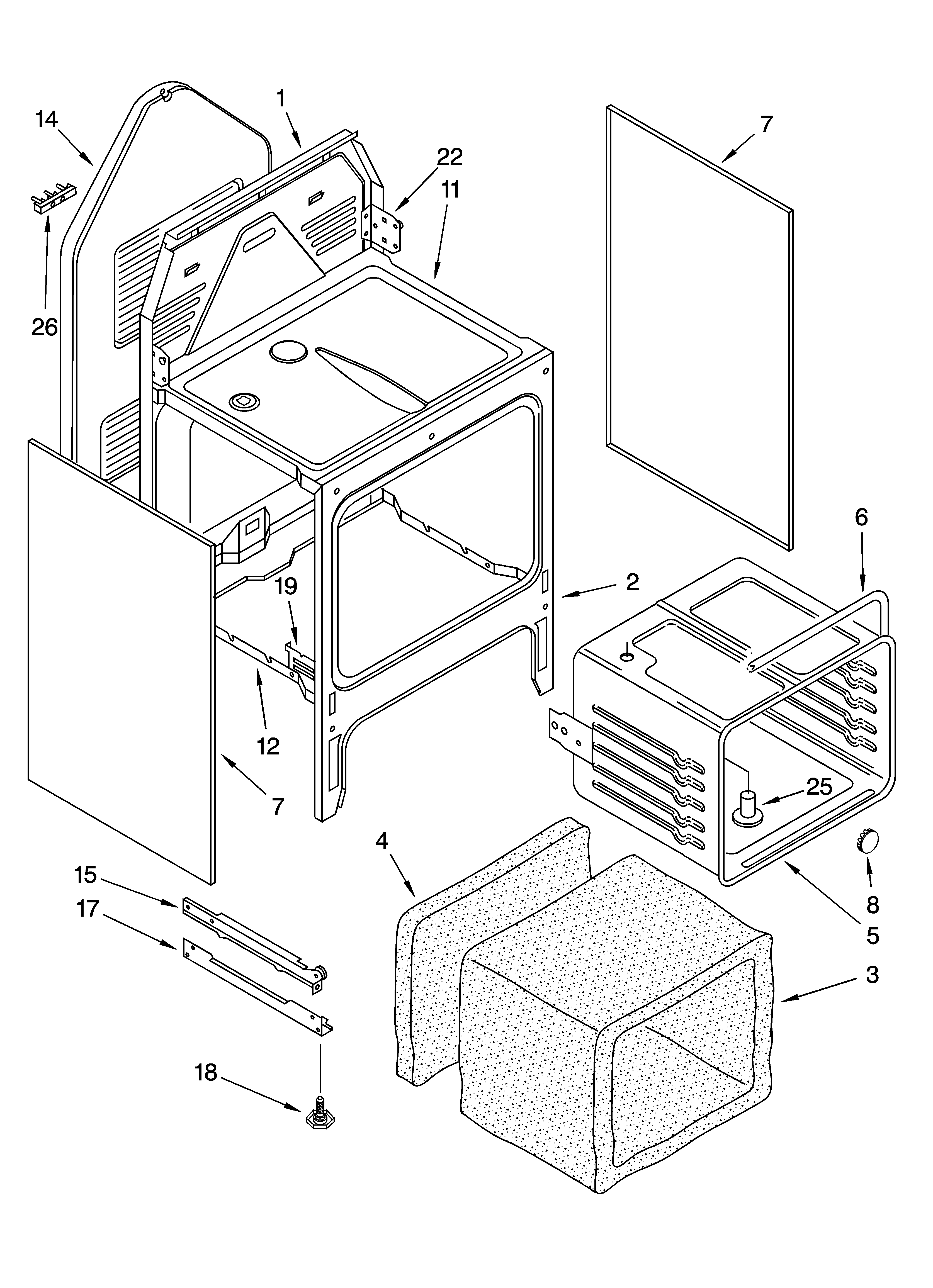Roper RGE33301 oven chassis parts diagram