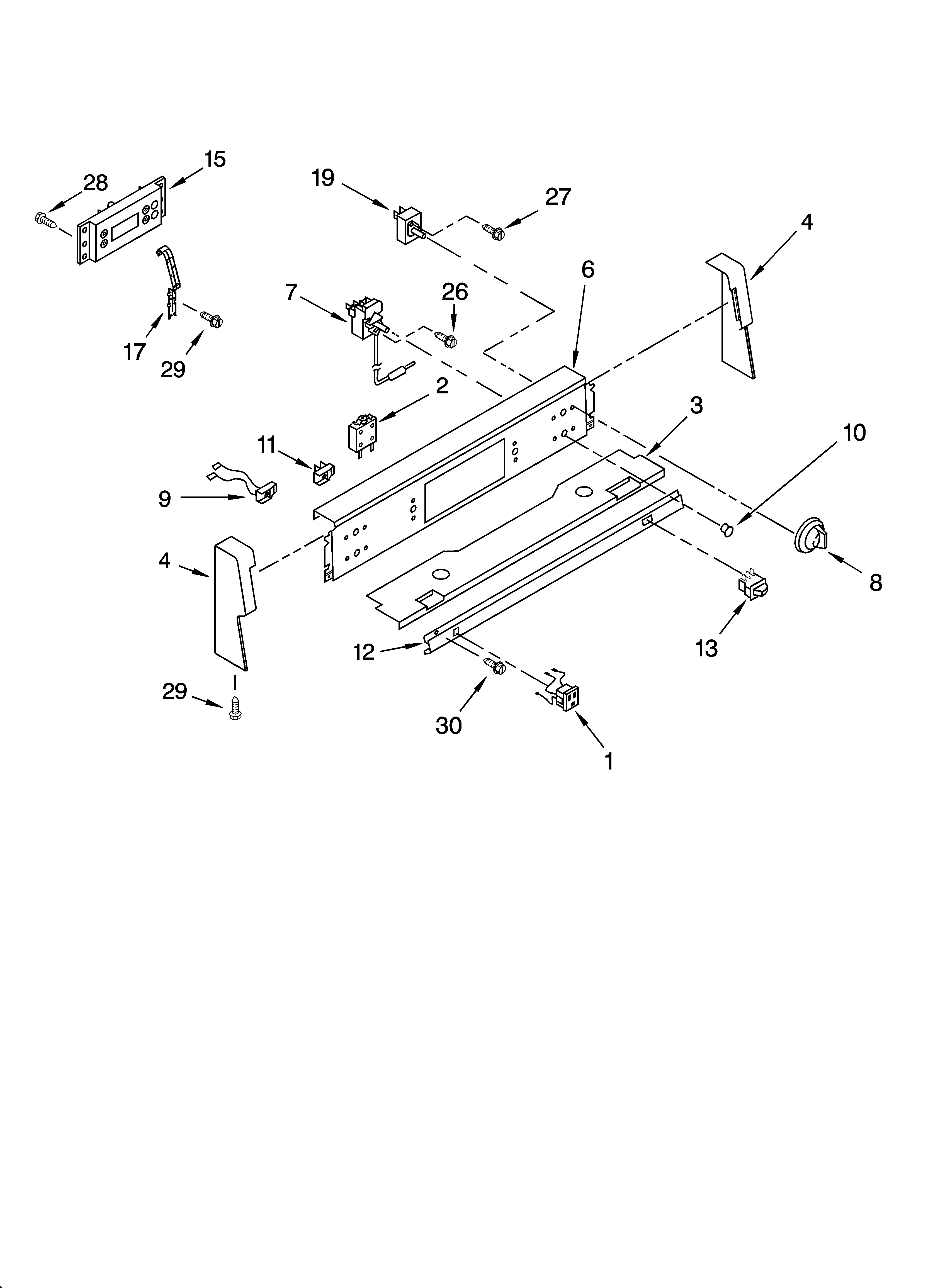 Whirlpool WGE30302 control panel parts diagram