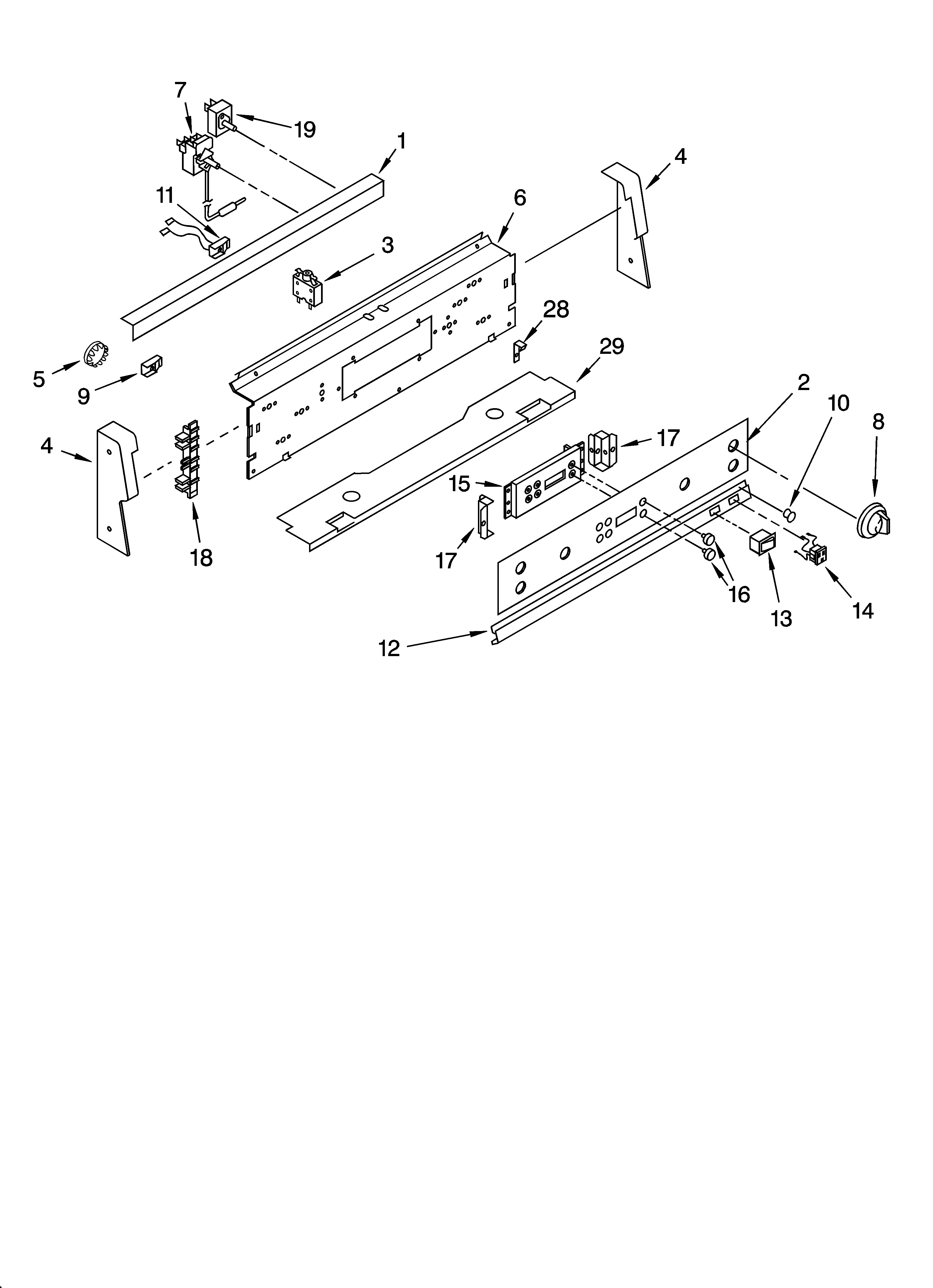 Whirlpool WGE32301 control panel parts diagram