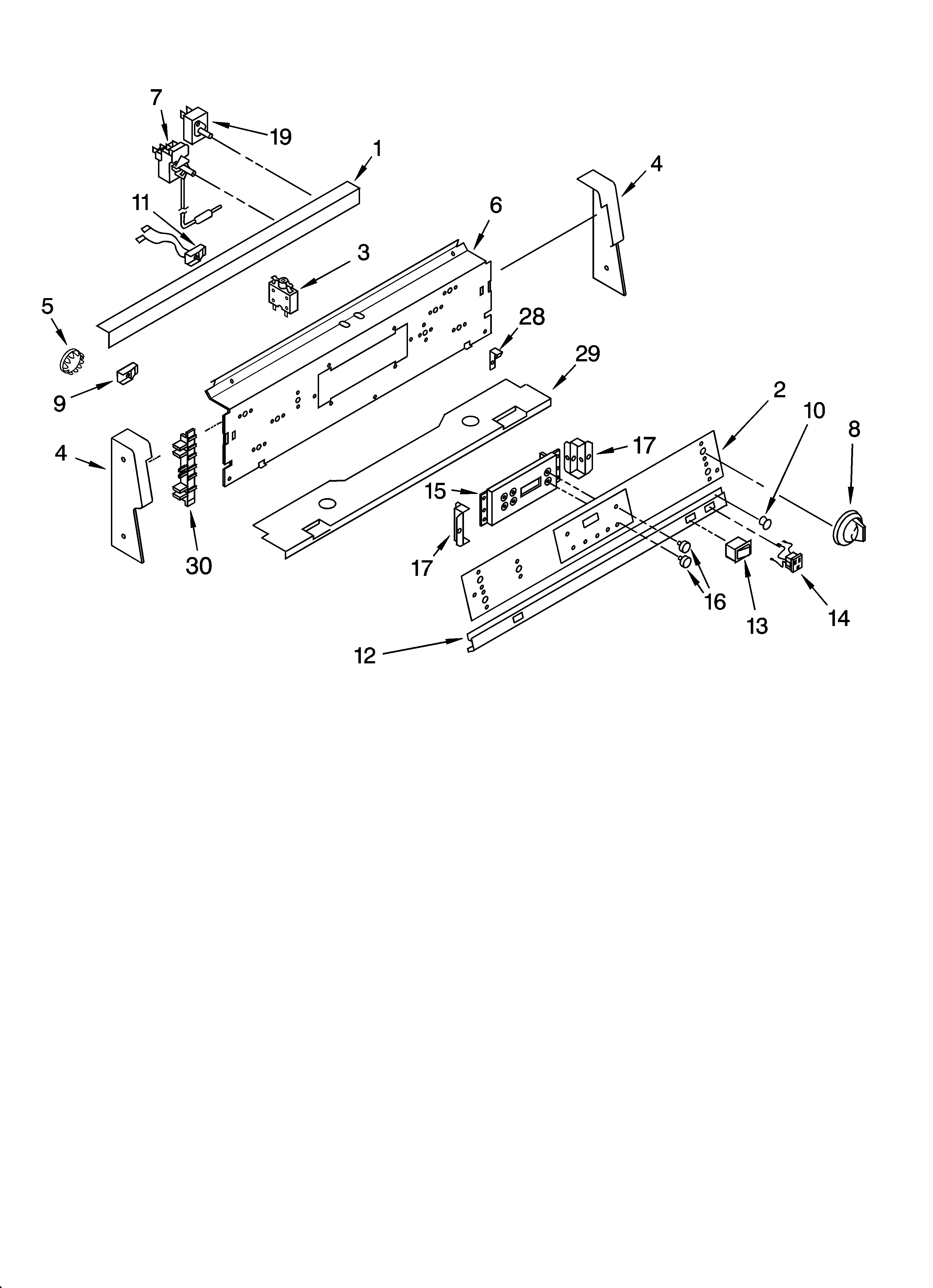 Whirlpool WGE33001 control panel parts diagram