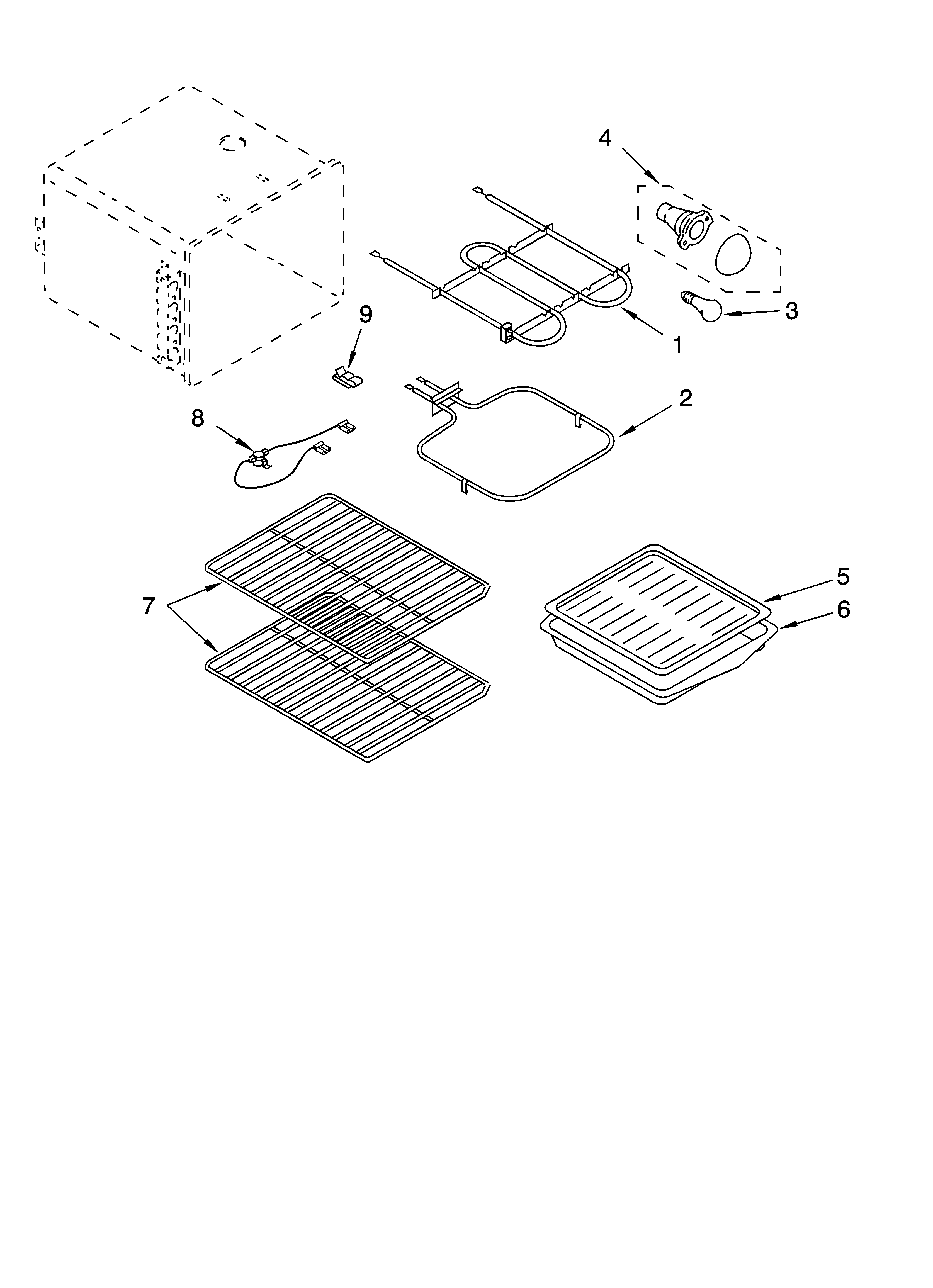 Whirlpool WGE33001 oven parts, miscellaneous parts diagram
