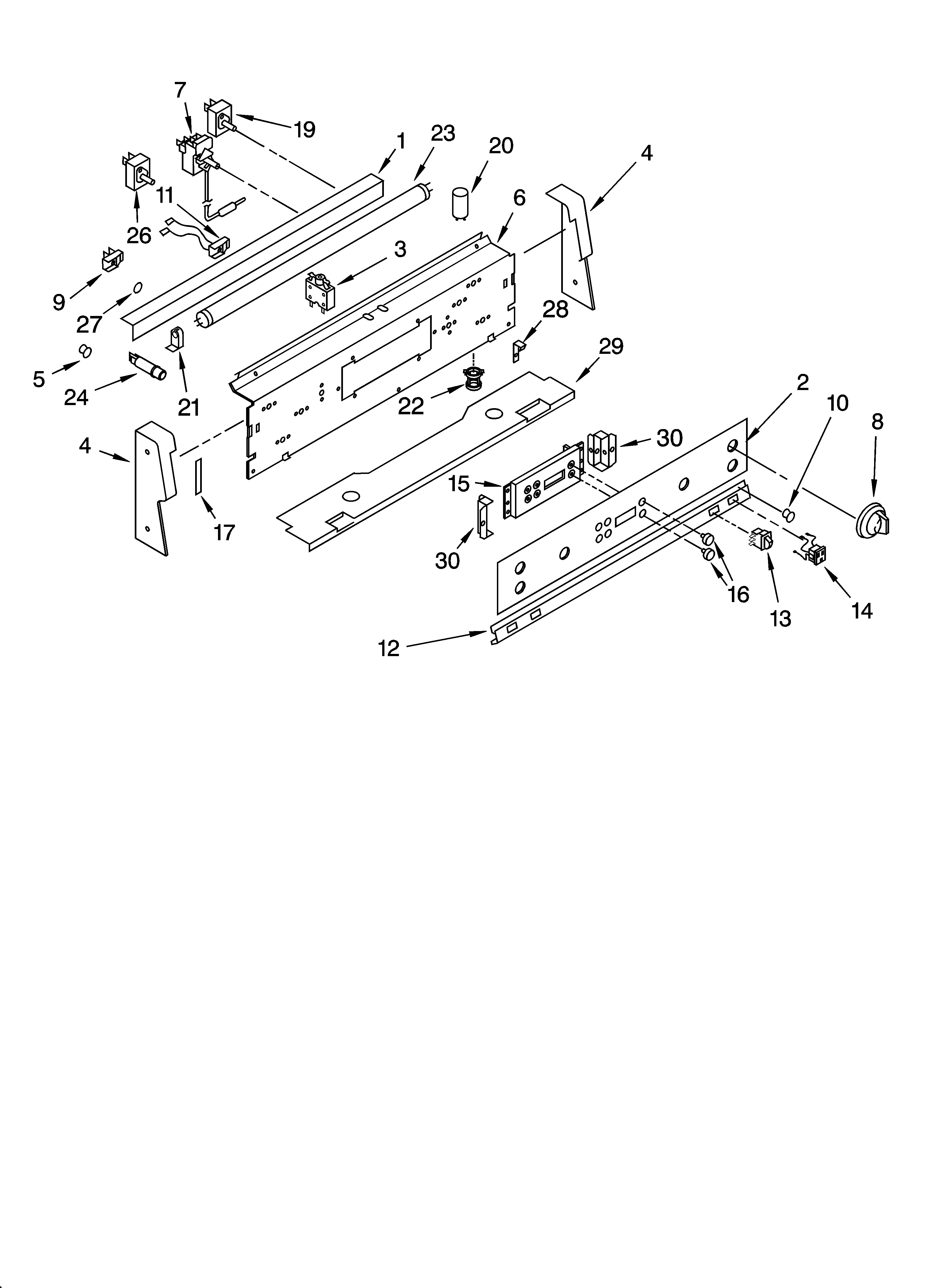 Whirlpool WGP32801 control panel parts diagram