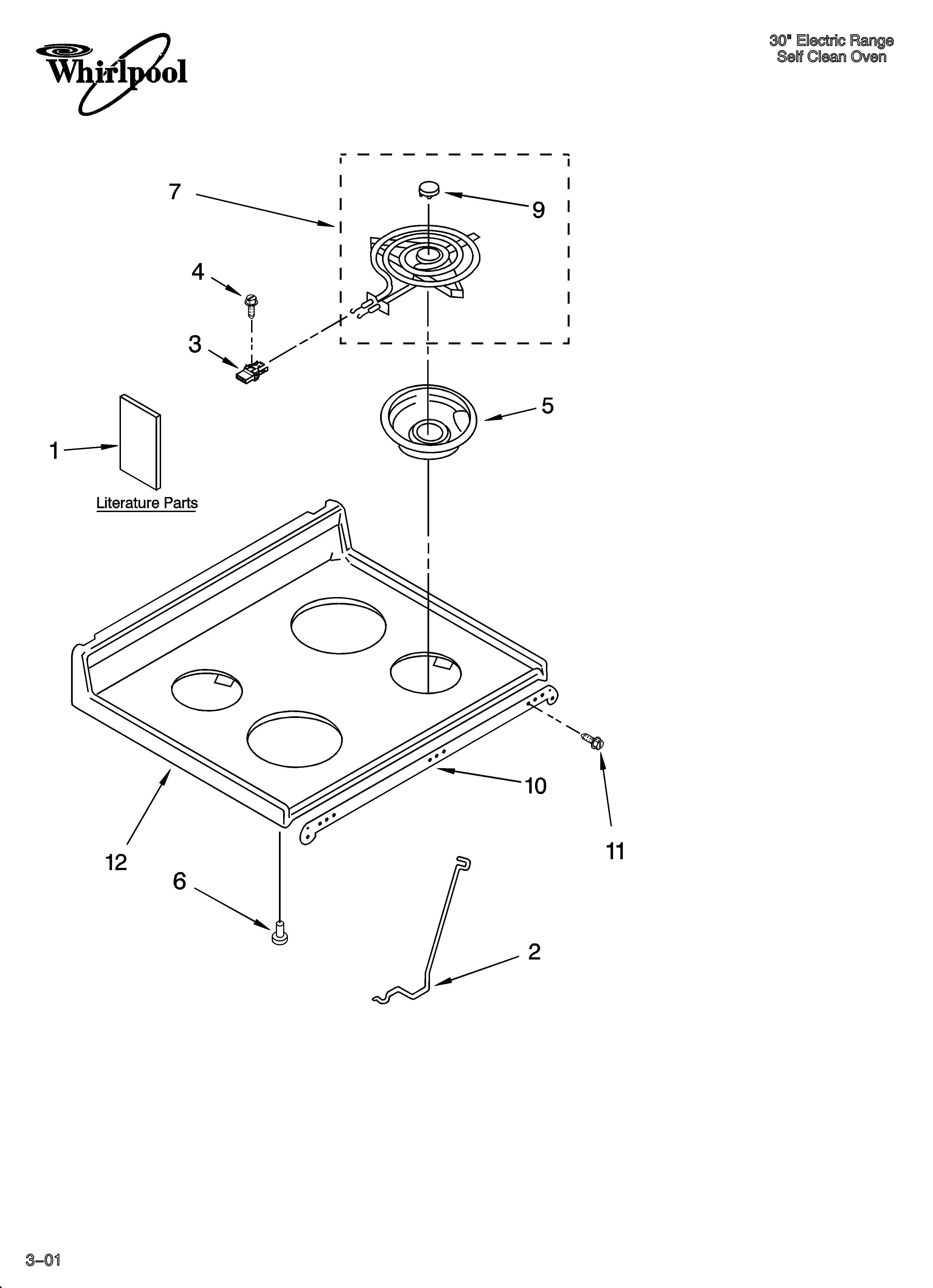 Whirlpool WGP34804 cooktop parts diagram