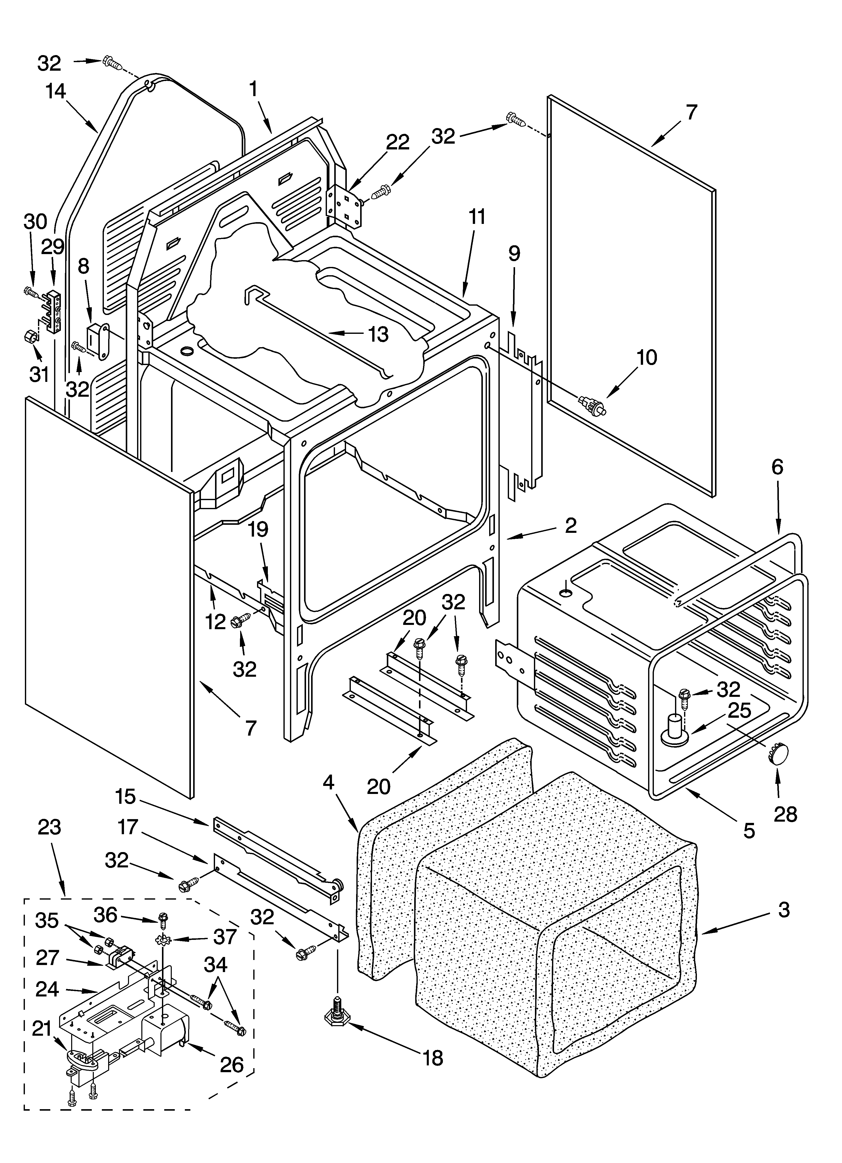 Whirlpool WGP34804 oven chassis parts diagram