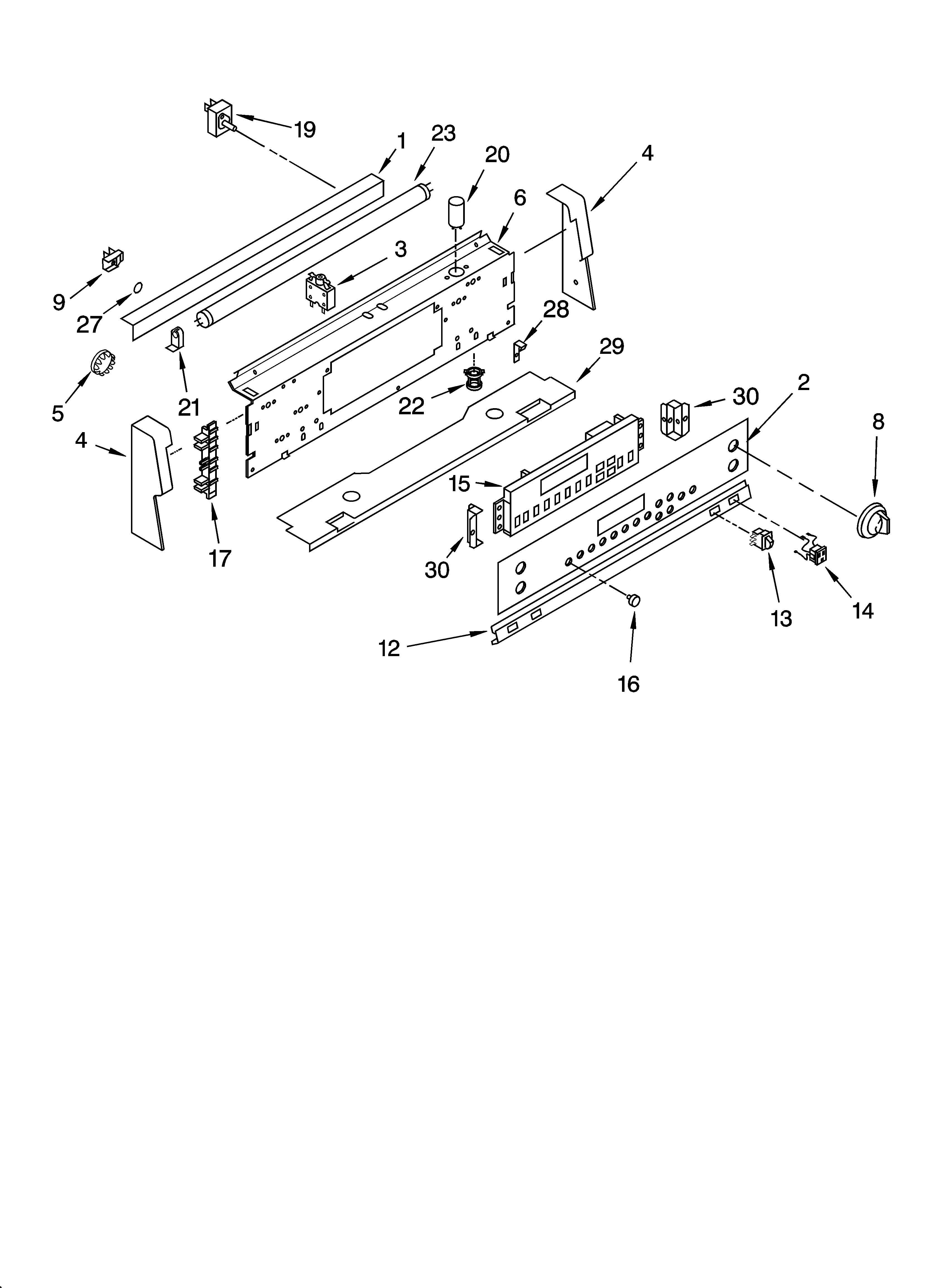 Whirlpool WGP34904 control panel parts diagram