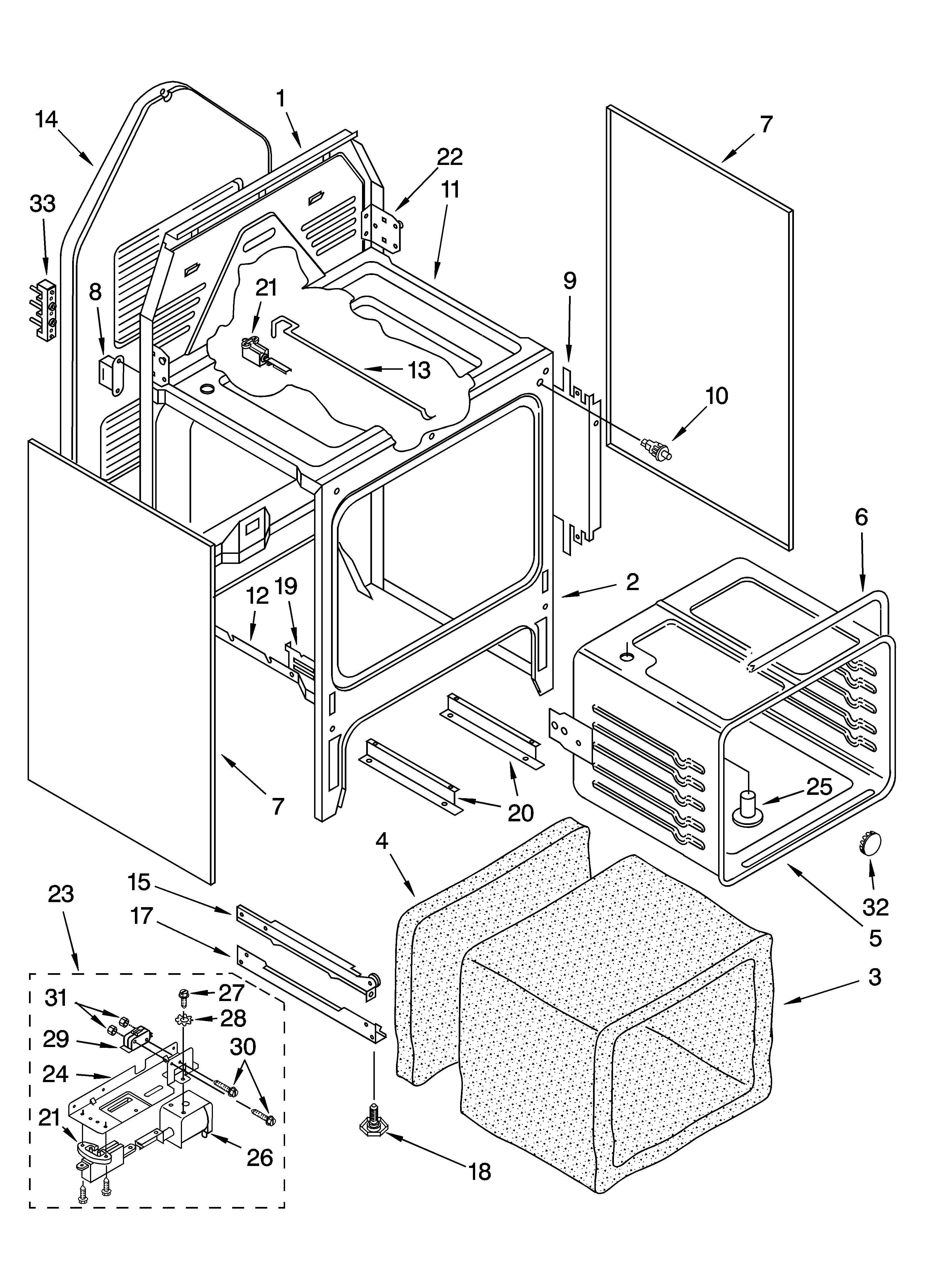 Whirlpool WGP34904 oven chassis parts diagram