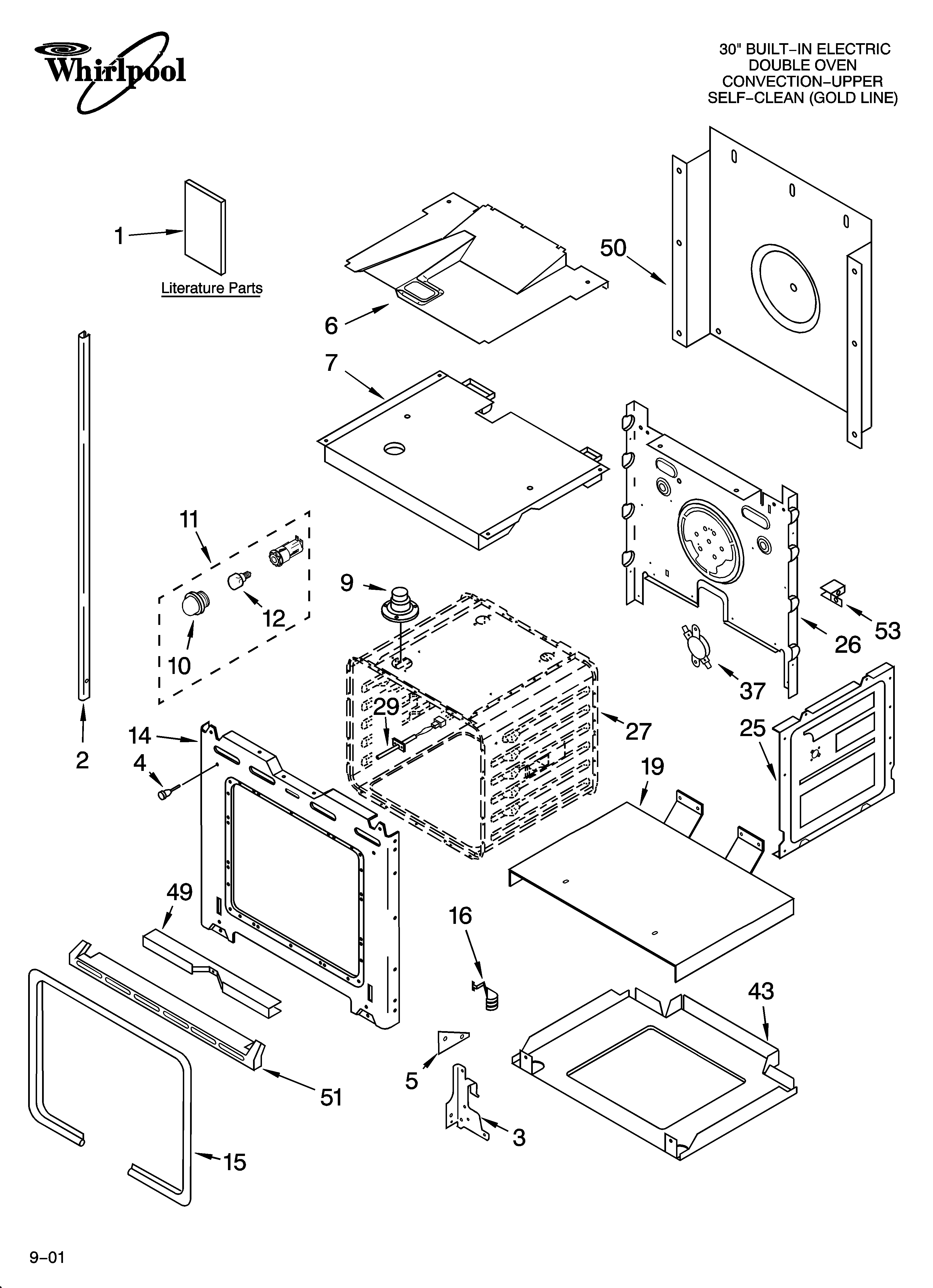 Whirlpool YGBD307PDB7 lower oven parts diagram