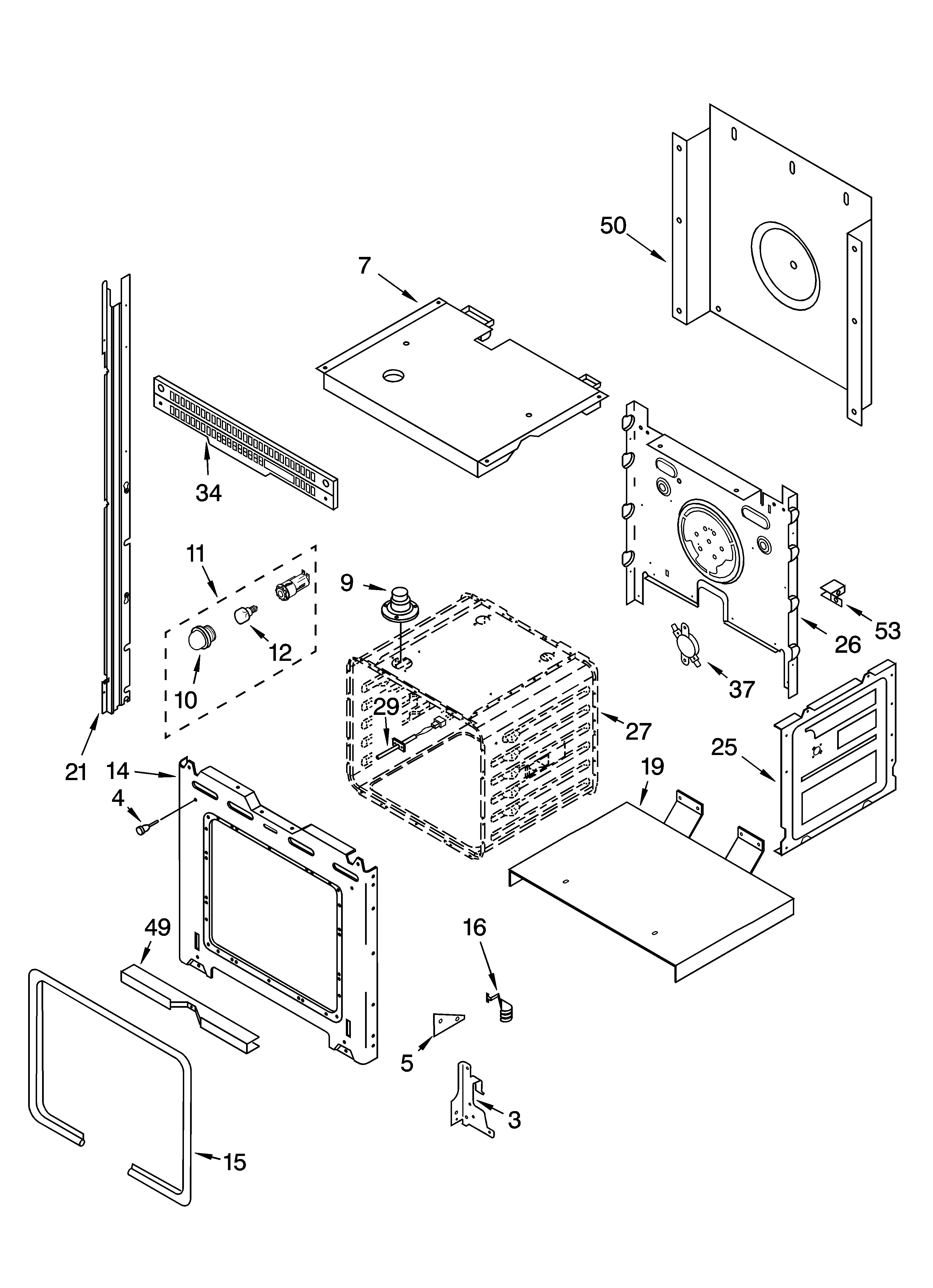 Whirlpool YGBD307PDB7 upper oven parts diagram