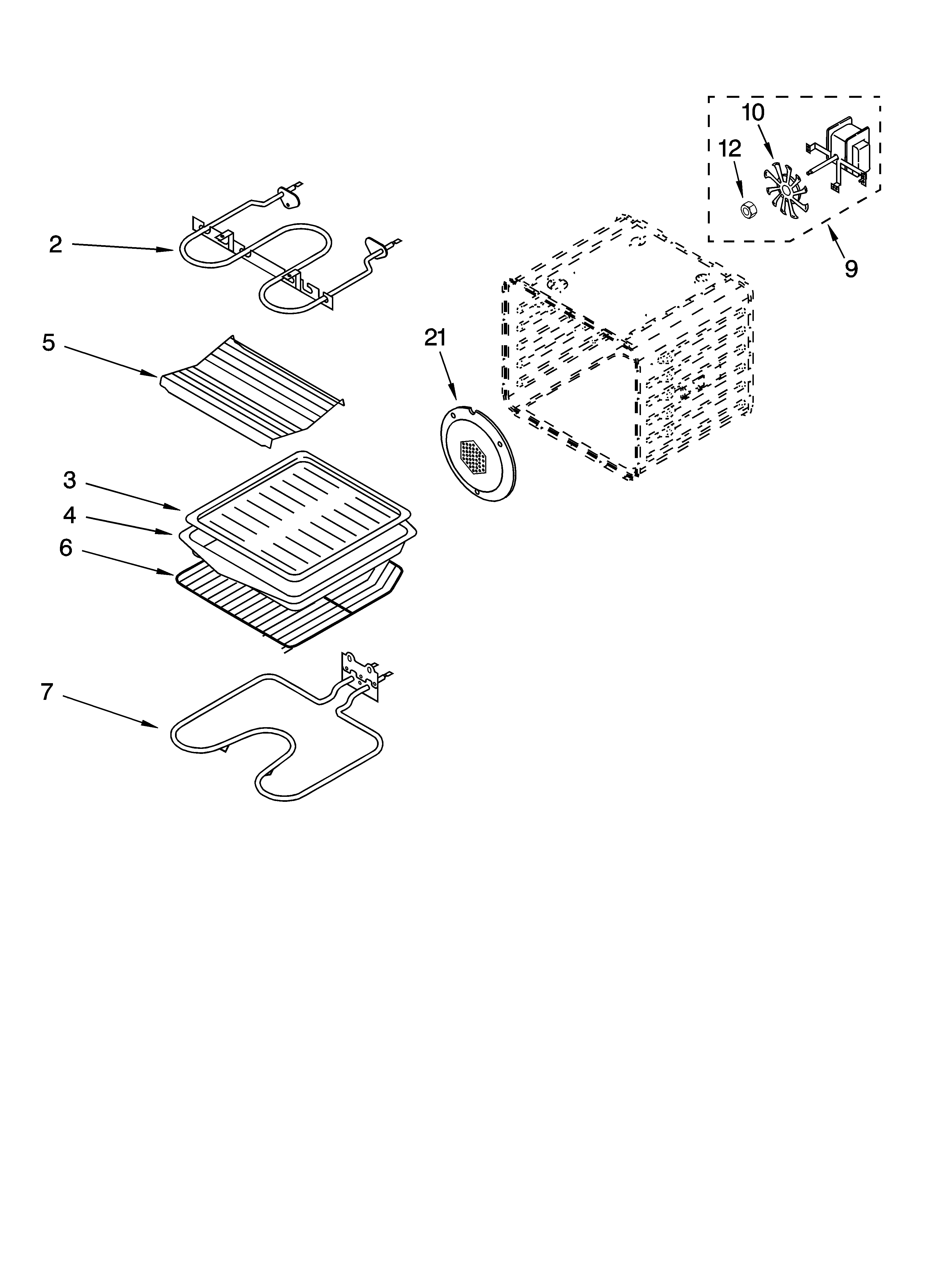 Whirlpool YGBS277PDB9 internal oven parts diagram