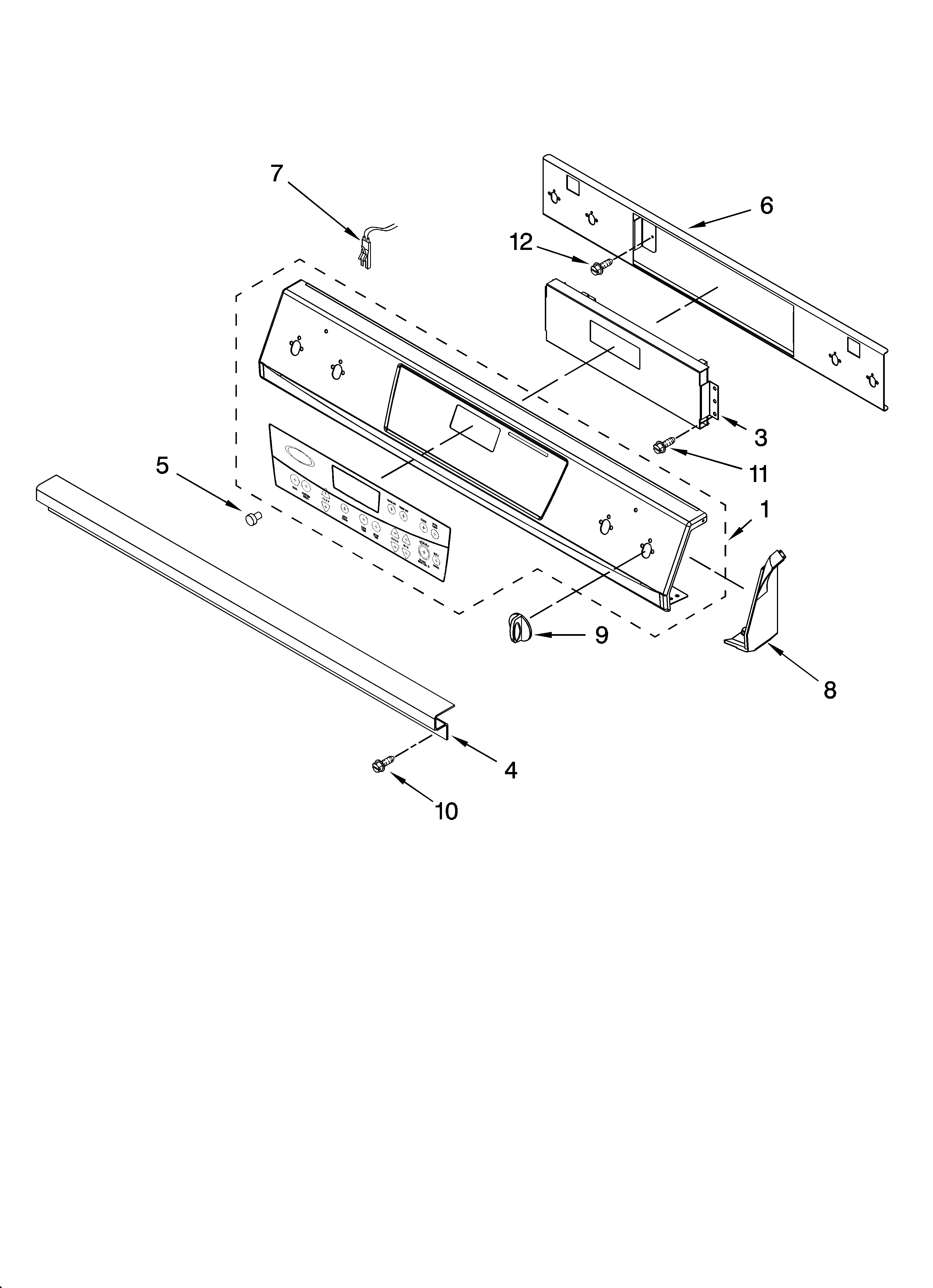 Whirlpool YGY396LXPS01 control panel parts diagram