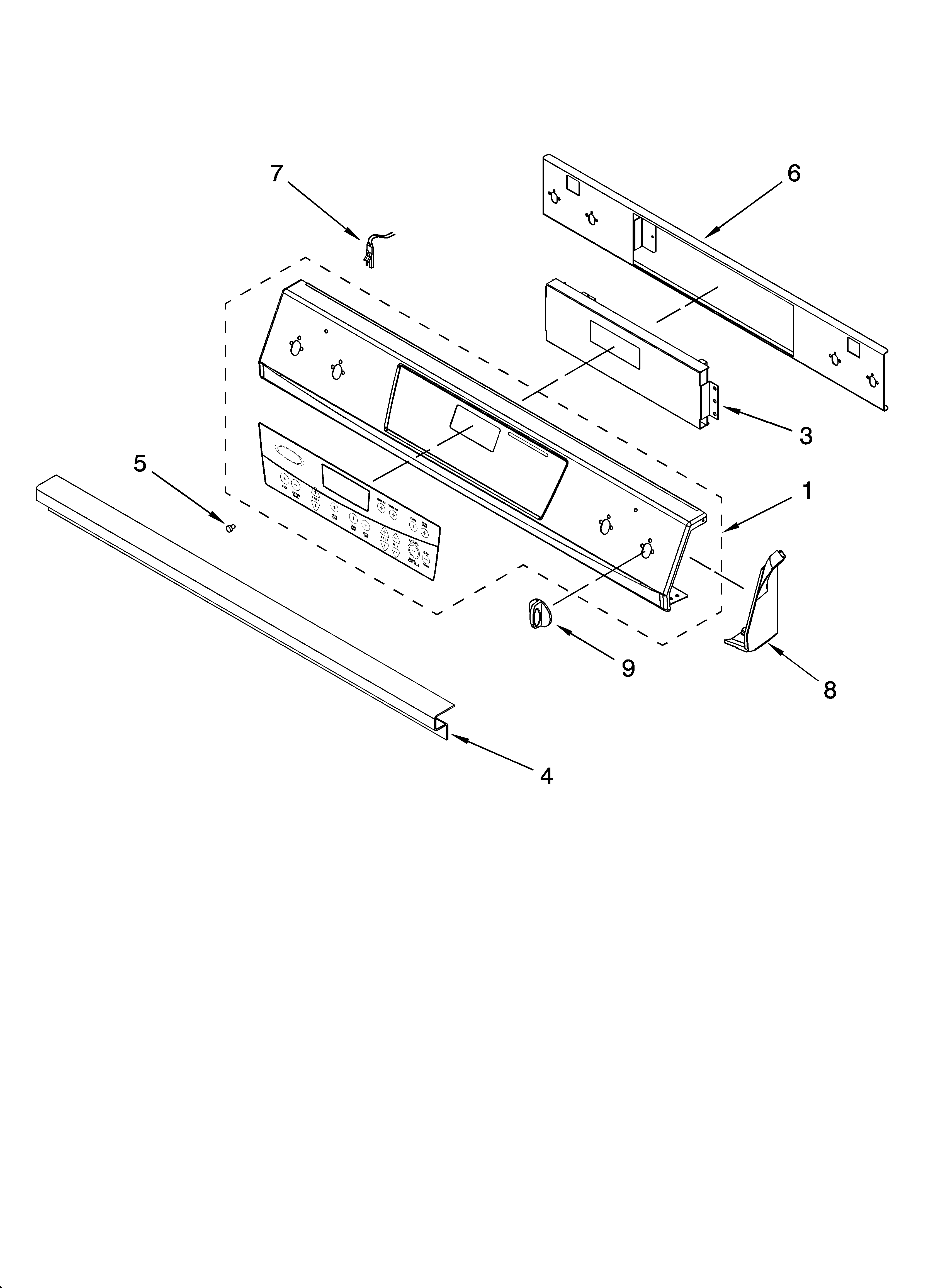 Whirlpool YGY398LXPQ00 control panel parts diagram