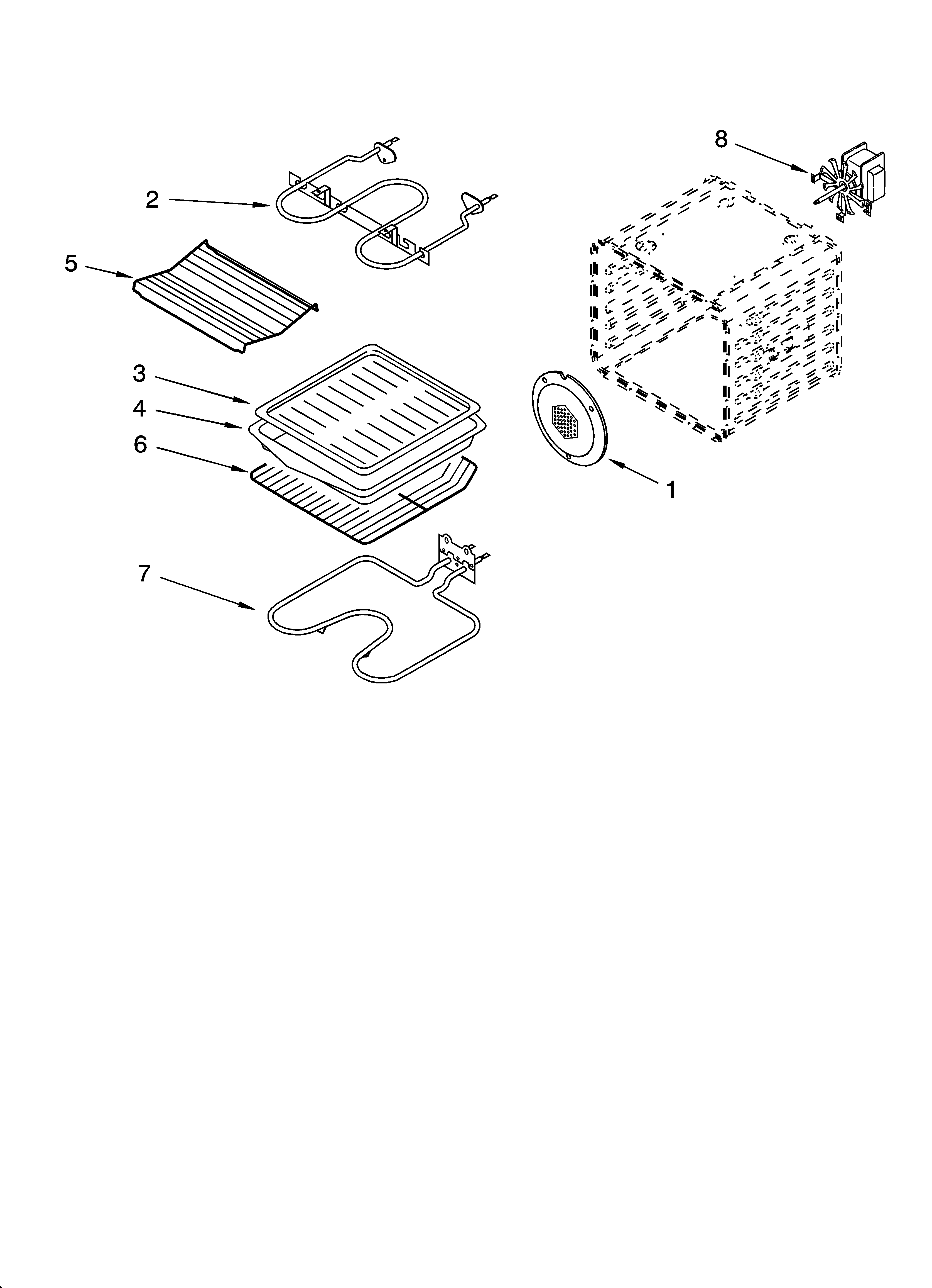 Whirlpool YGY398LXPQ00 internal oven parts diagram