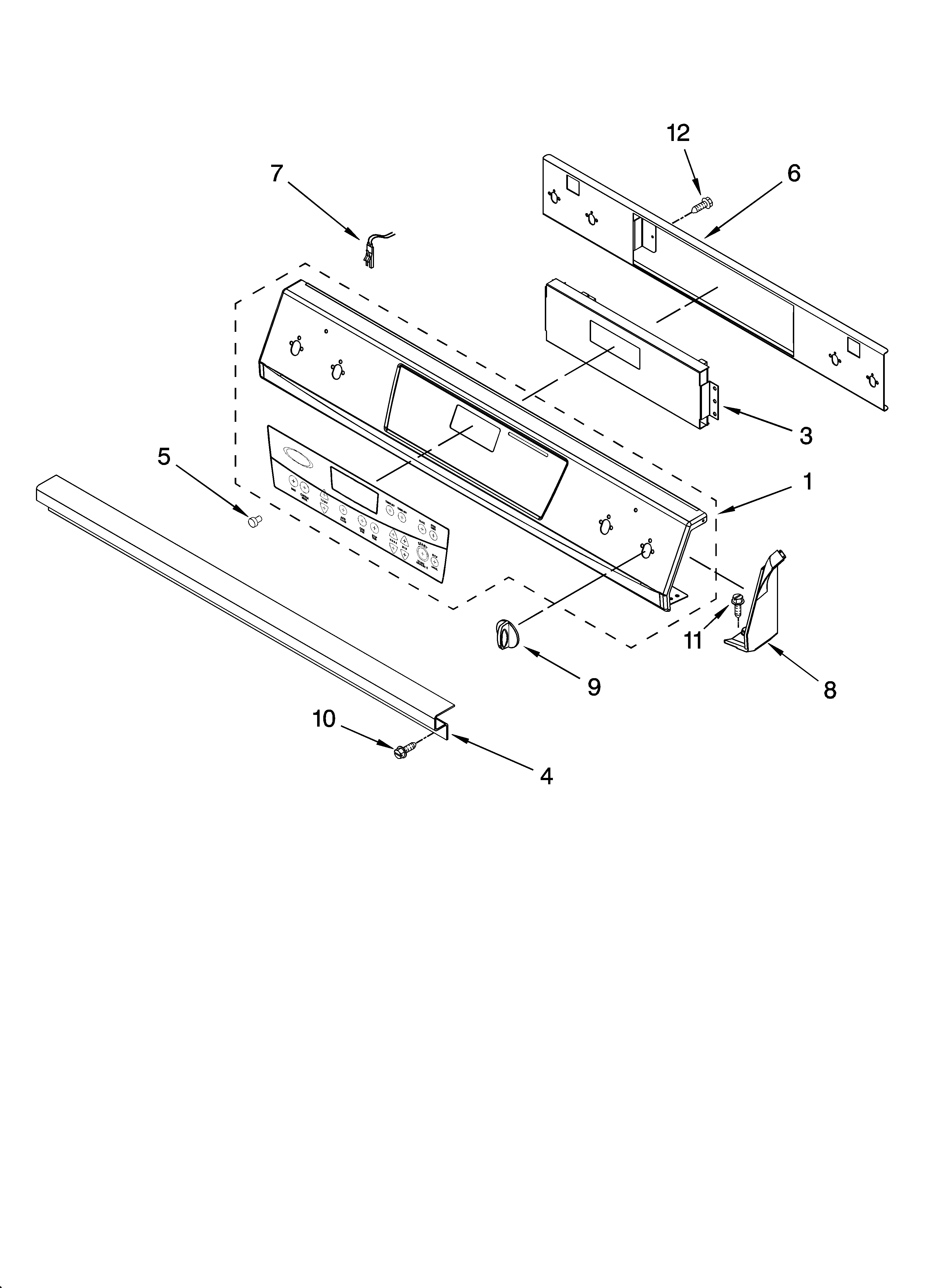 Whirlpool YGY398LXPB01 control panel parts diagram