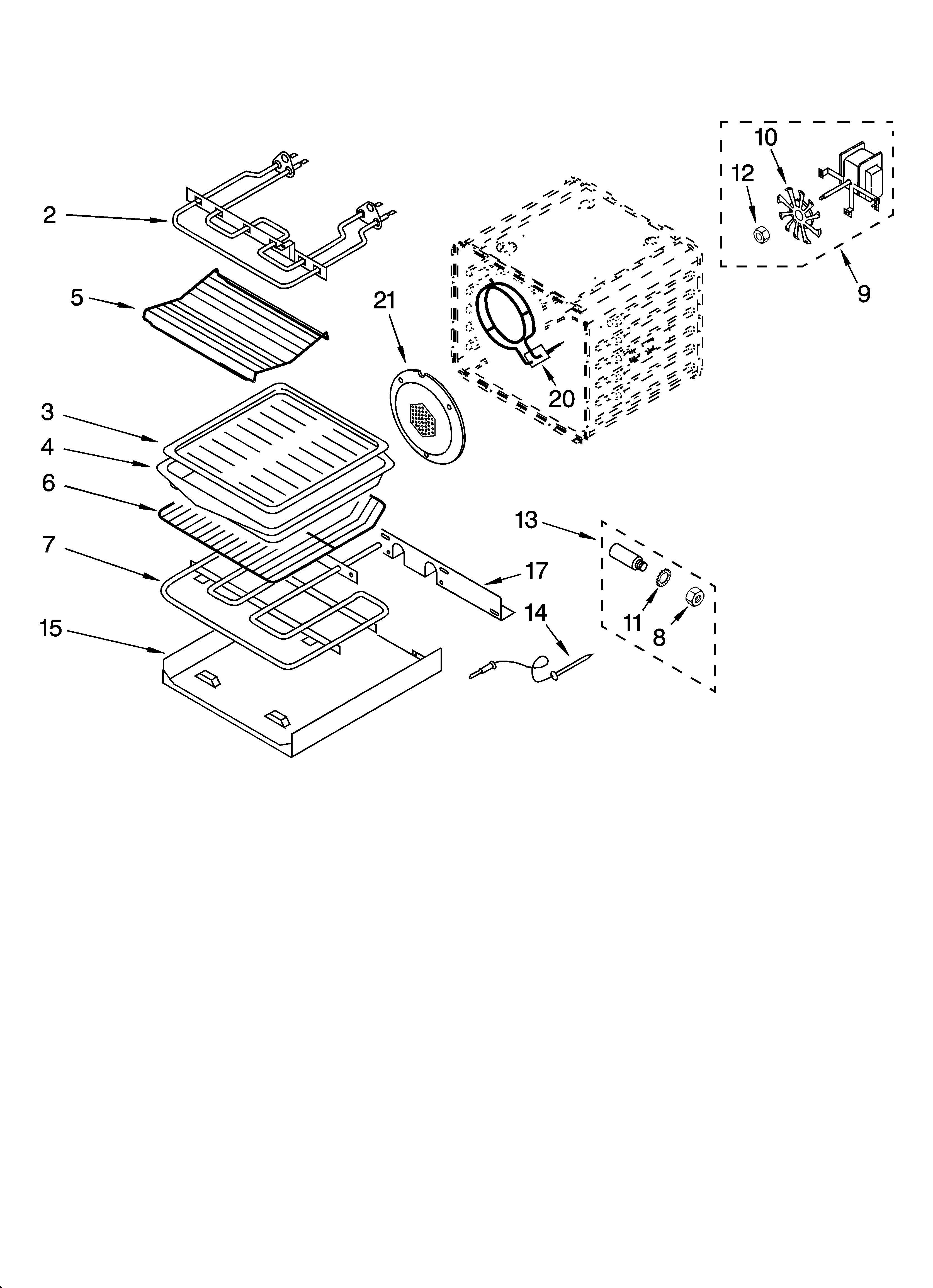 KitchenAid YKEBC107KT0 internal oven parts diagram