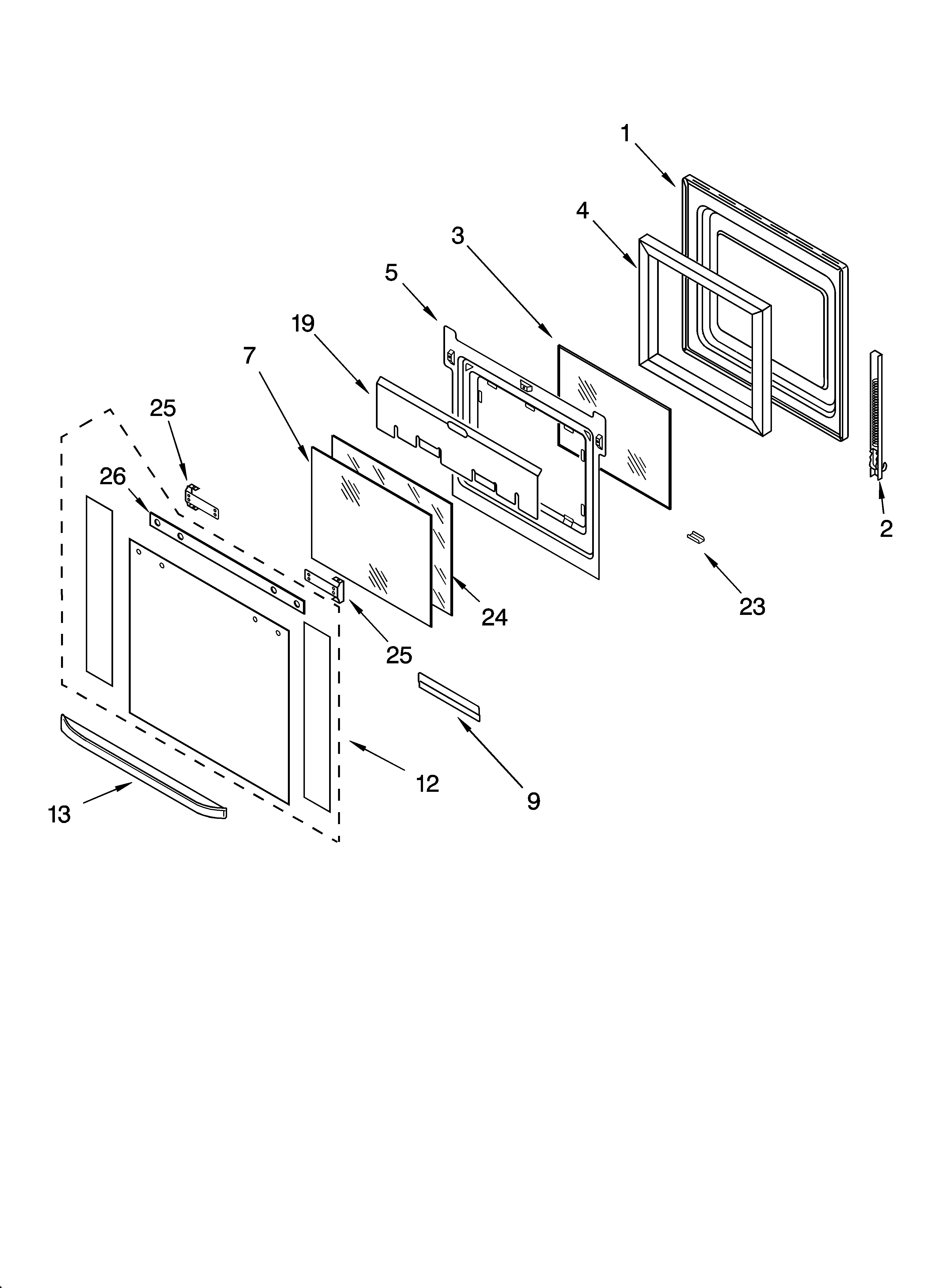 KitchenAid YKEBC208KW1 oven door parts diagram