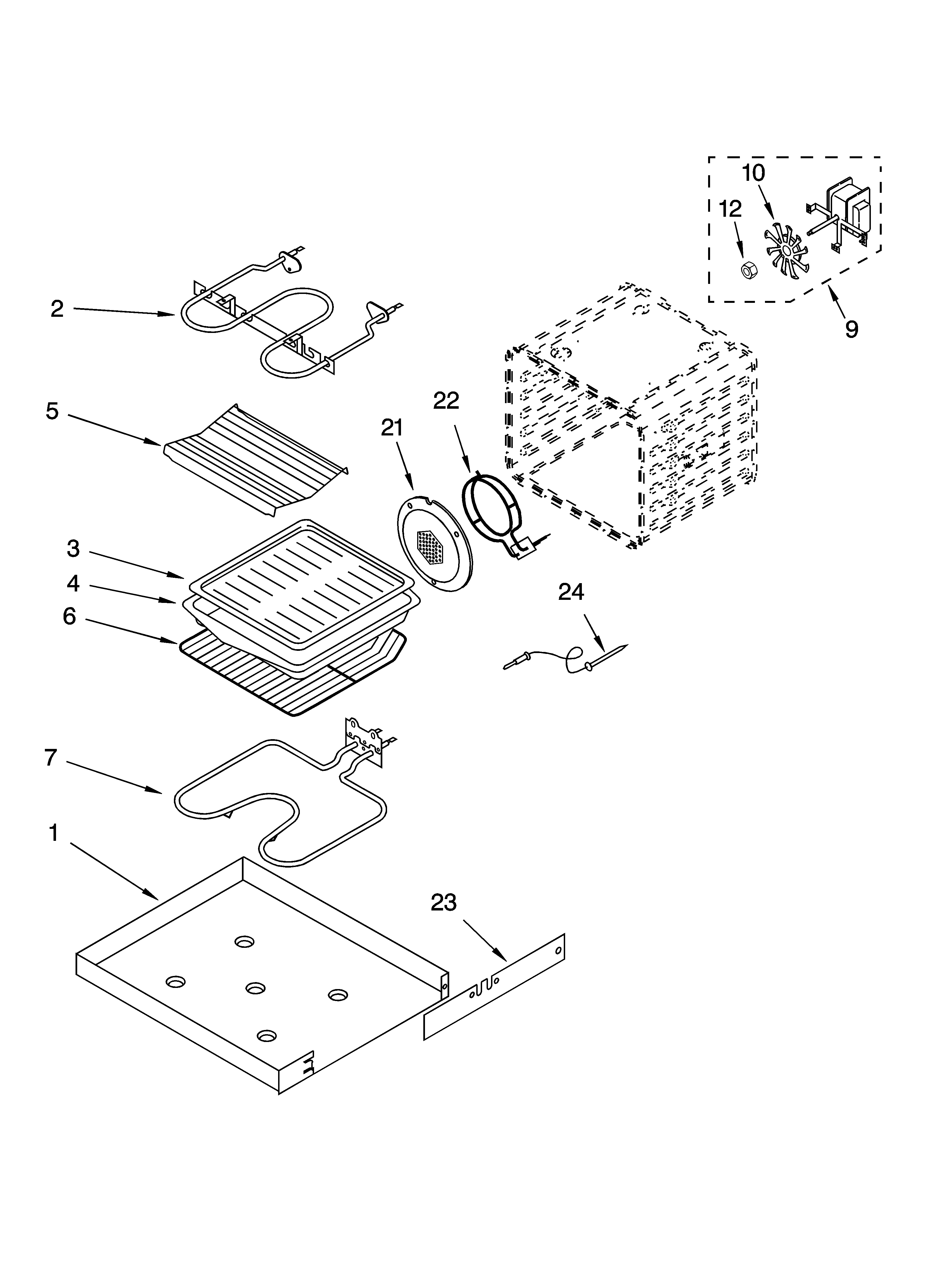 KitchenAid YKEBC278KB0 internal oven parts diagram