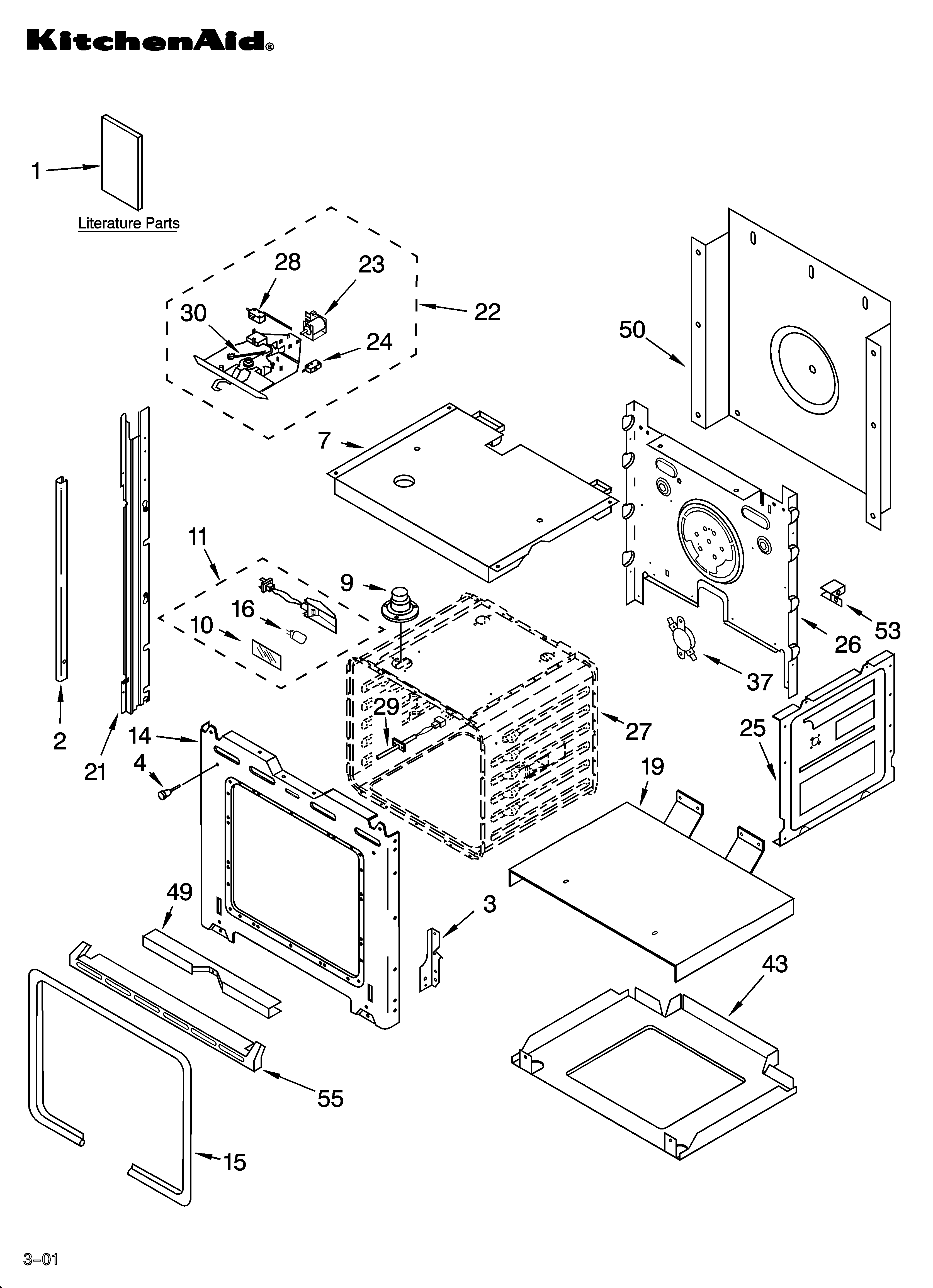 KitchenAid YKEBS107DB6 oven parts diagram