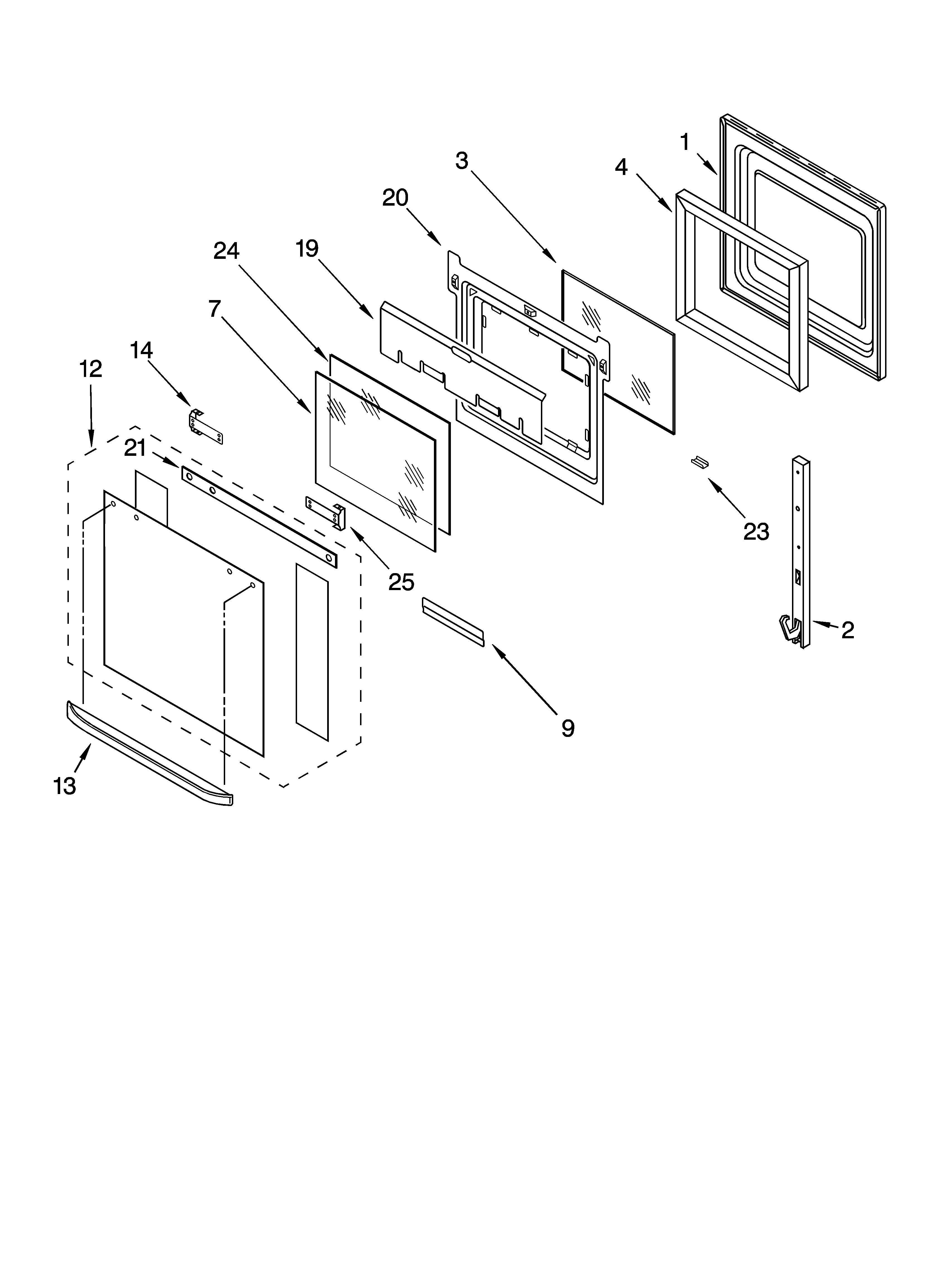 KitchenAid YKEBS107DB6 oven door parts diagram