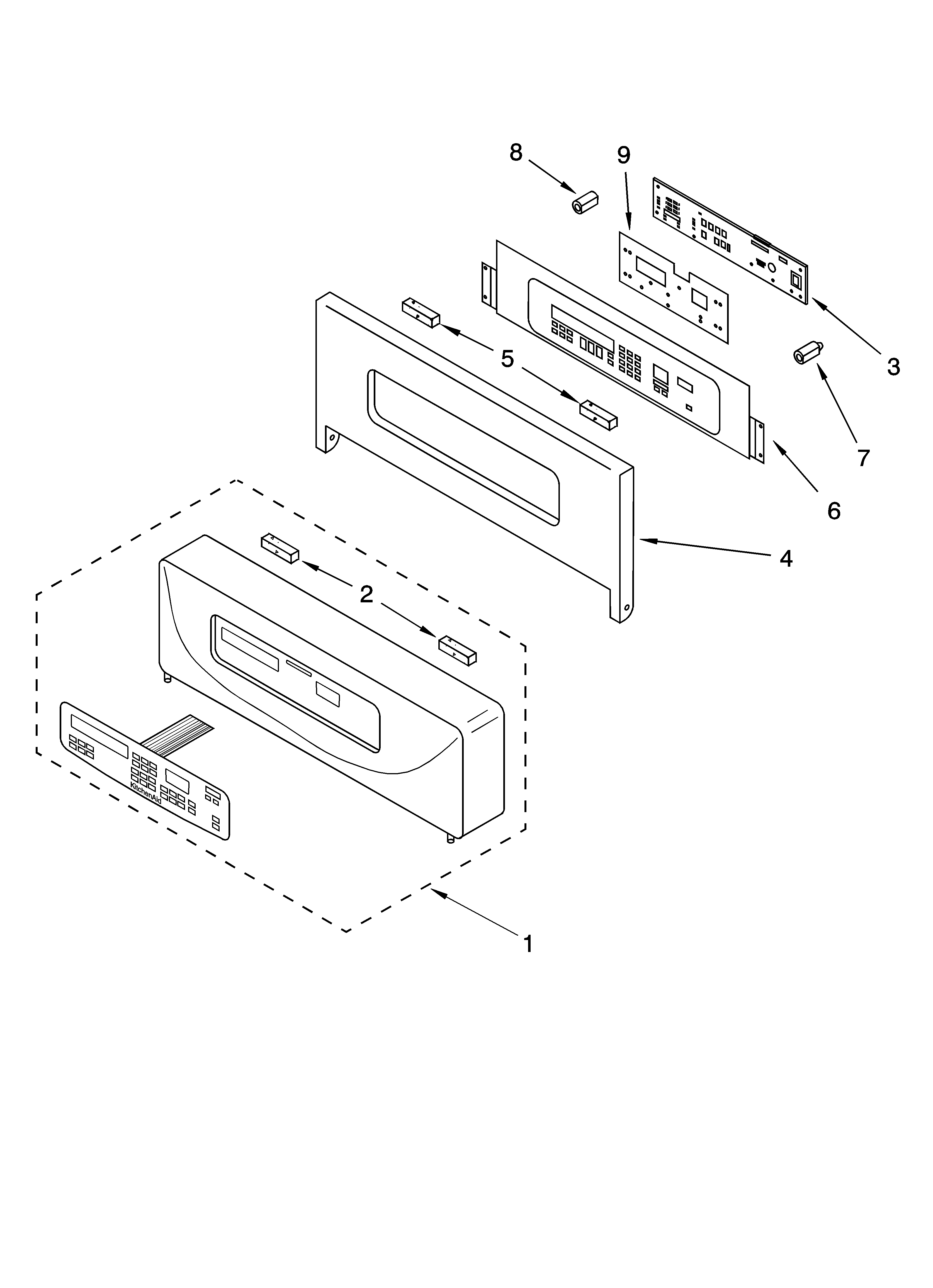 KitchenAid YKEBS107DB6 control panel parts diagram