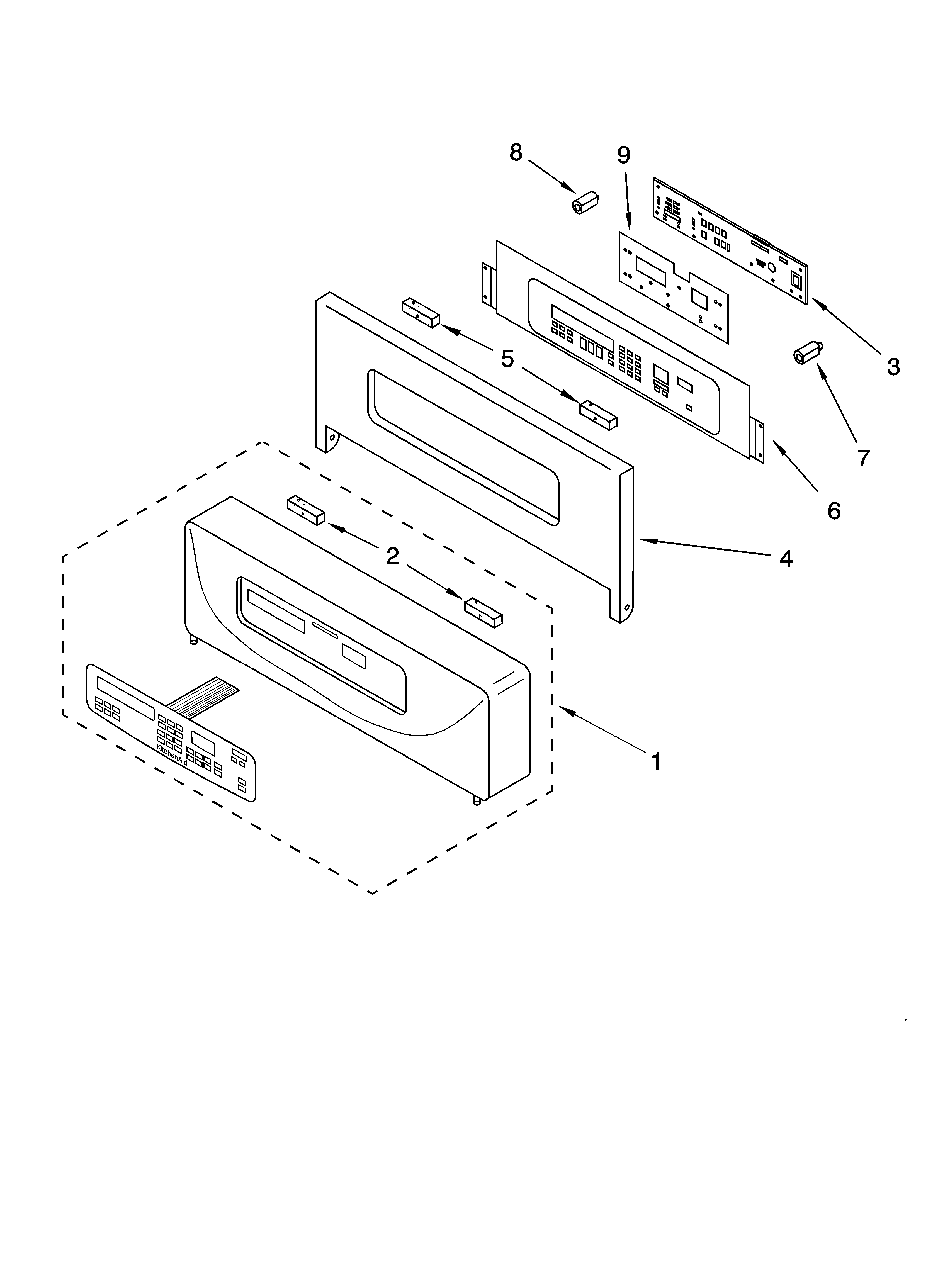 KitchenAid YKEBS107DS7 control panel parts diagram