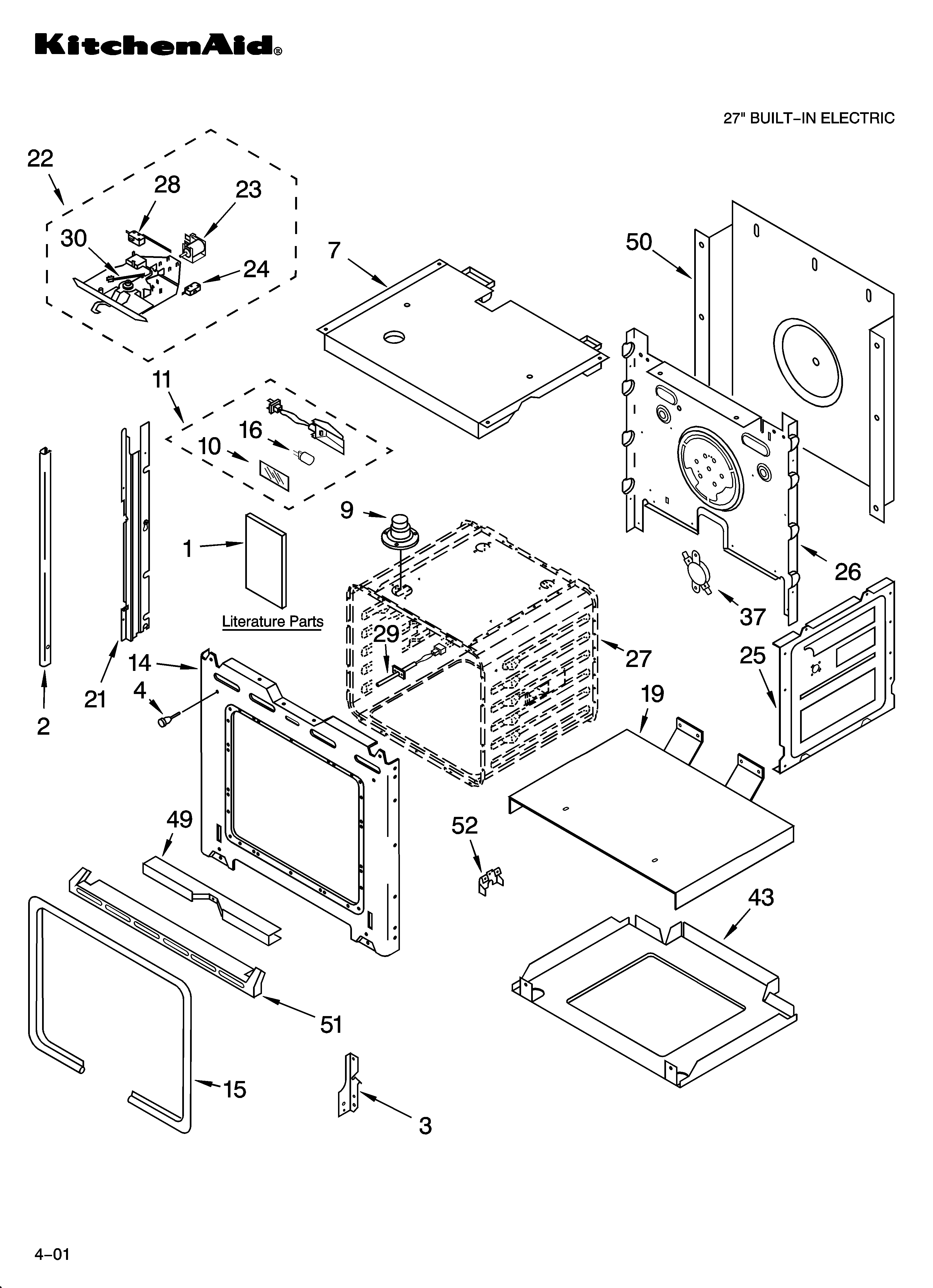 KitchenAid YKEBS177DW6 oven parts diagram