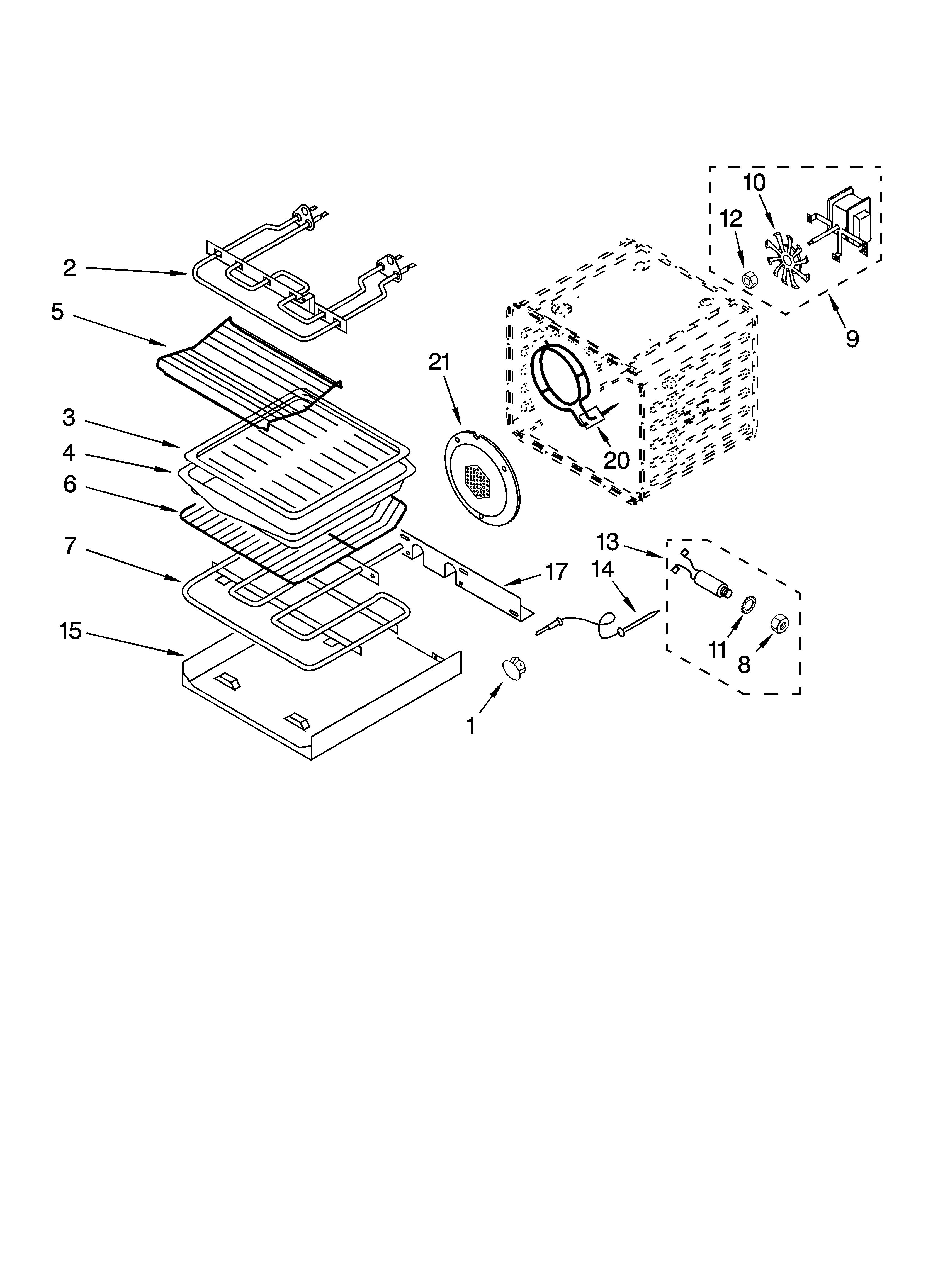 KitchenAid YKEBS208DW7 internal oven parts diagram