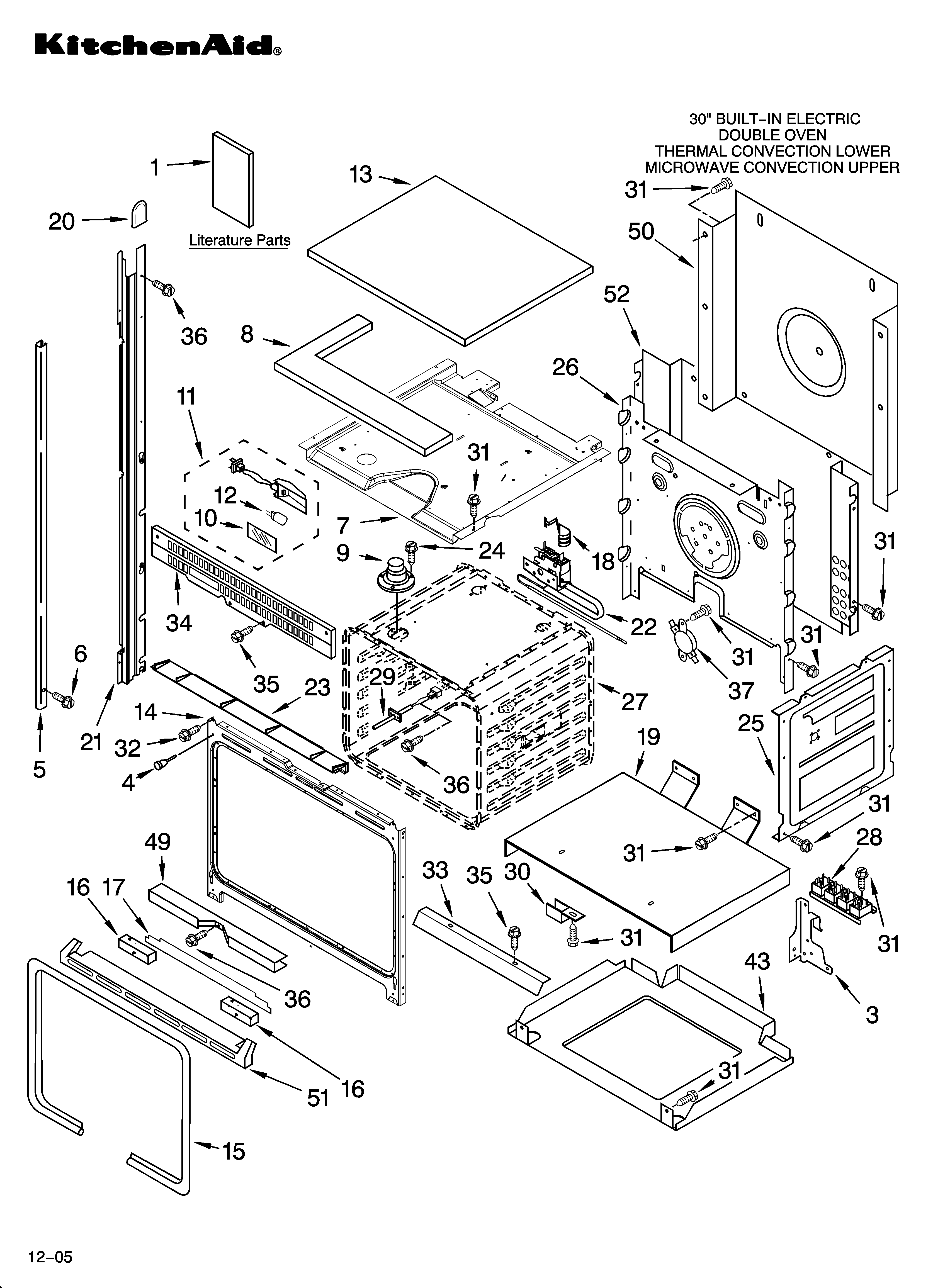 KitchenAid YKEHC309JB5 oven parts diagram