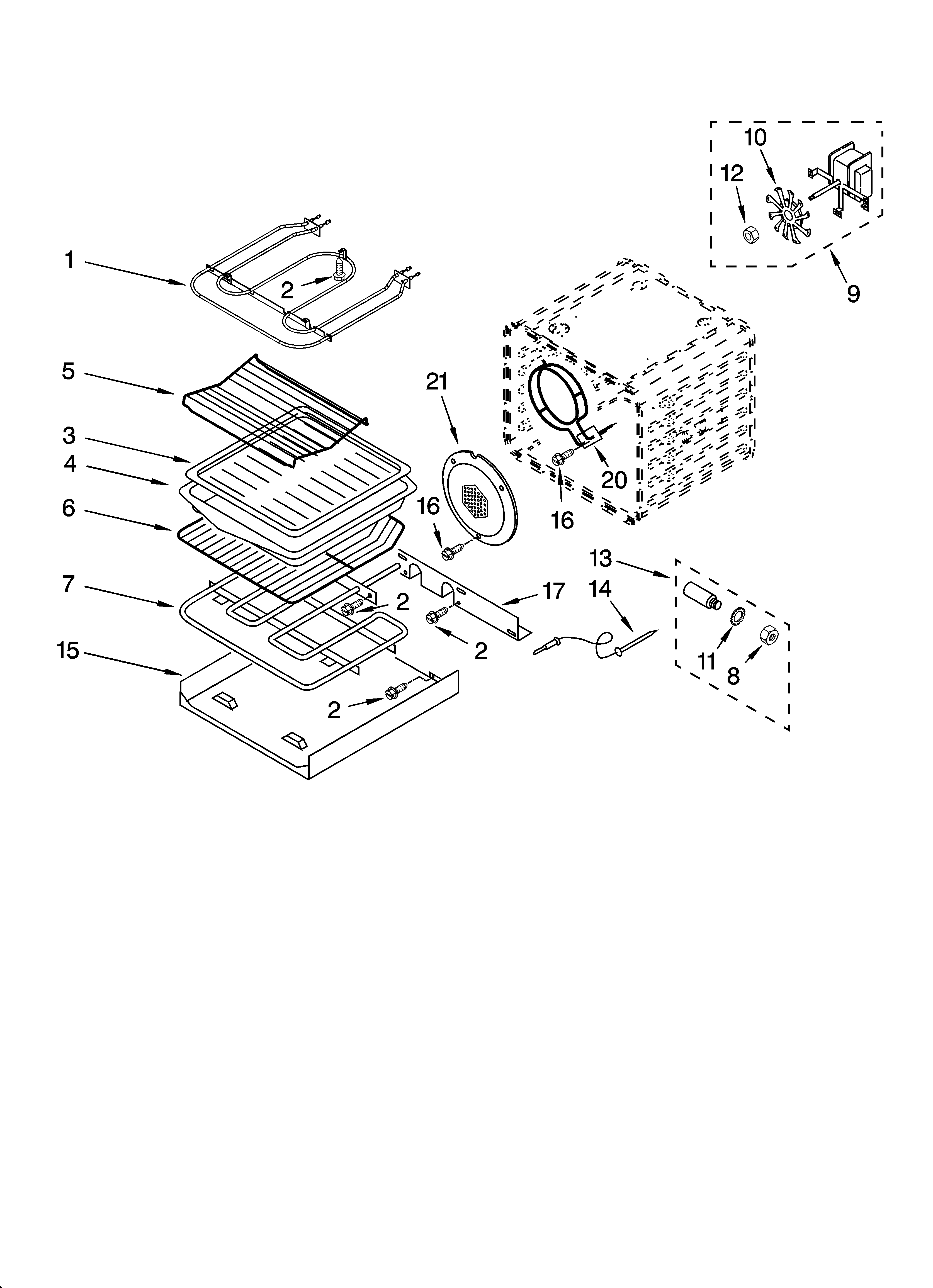 KitchenAid YKEHC309JB5 internal oven parts diagram