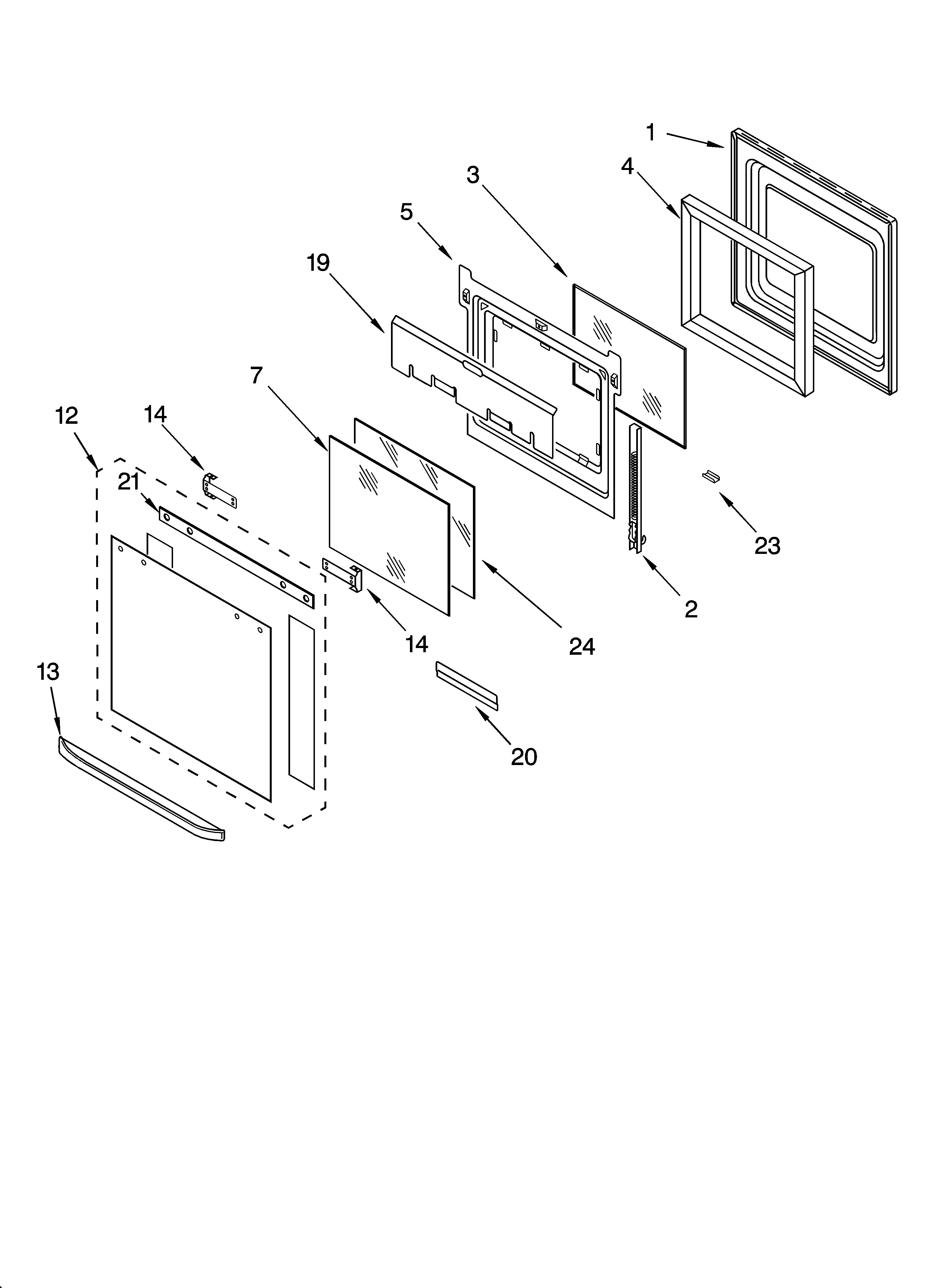 KitchenAid YKEMS307GS2 oven door parts diagram