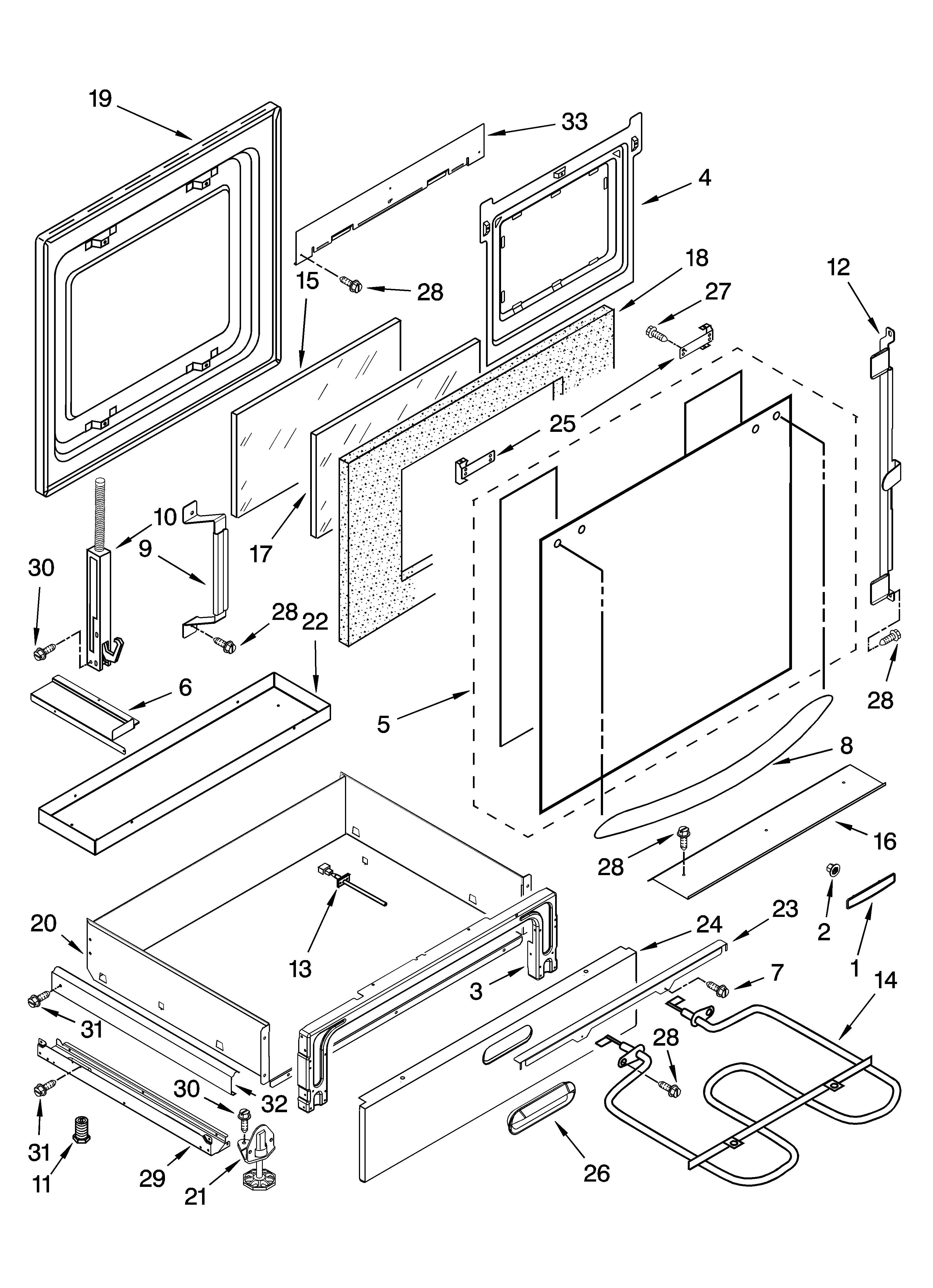 KitchenAid YKERA807PP02 door and drawer parts diagram